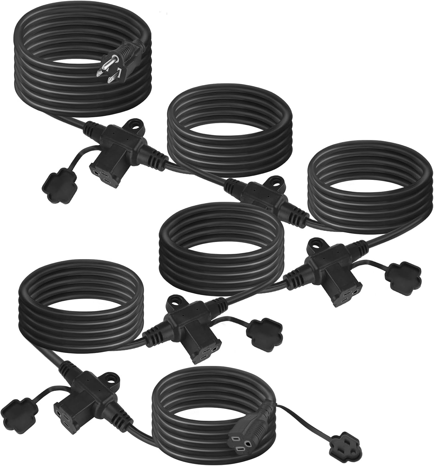 Cable de extensión impermeable de 50 pies con 6 tomas, divisor de alimentación para exteriores de alta resistencia, certificado UL, más seguro,