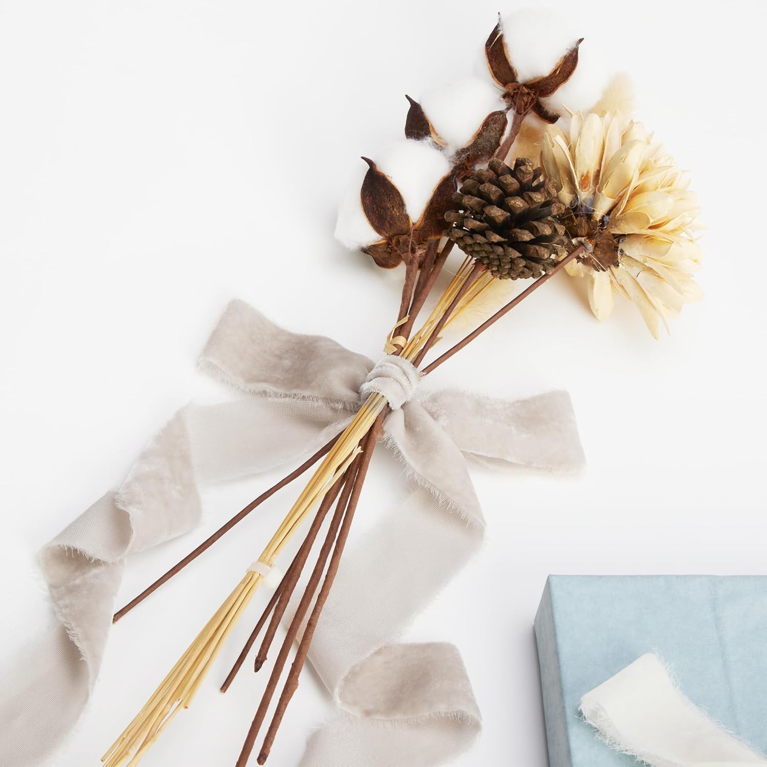 Cinta de terciopelo gris claro para envolver regalos, cinta de tela con flecos hecha a mano de 1 12 pulgadas de ancho para decoraciones de Navidad,
