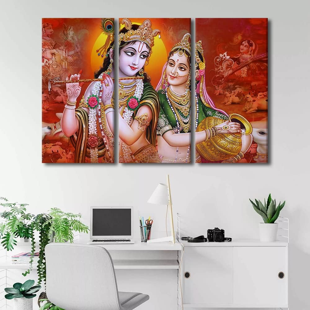 TUMOVO Radha Krishna – Lienzo decorativo para pared para sala de estar, decoración del hogar, dios hindú, impresiones en lienzo, decoración