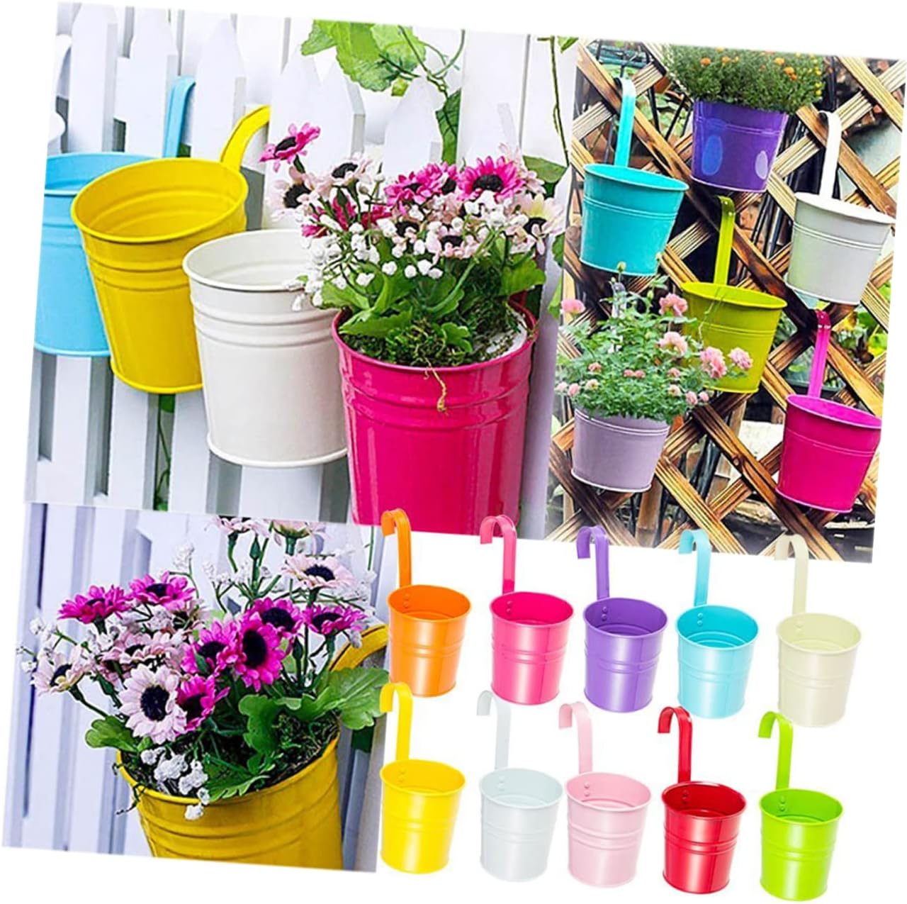 Yardwe 6 piezas de suculentas galvanizadas decoración interior plantas colgantes para plantas al aire libre colgar en la pared macetas colgantes de