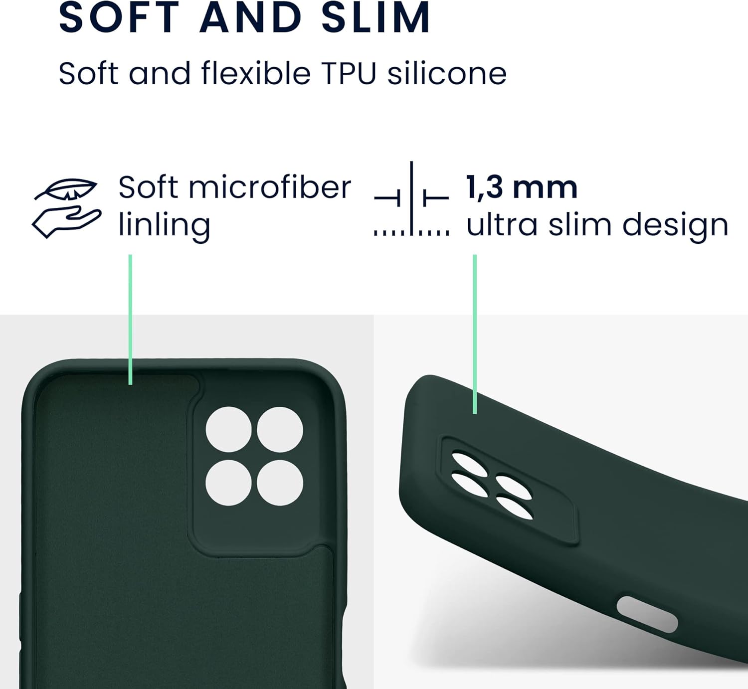 kwmobile Funda compatible con Realme 8i – Funda protectora delgada de TPU con acabado mate suave – verde musgo