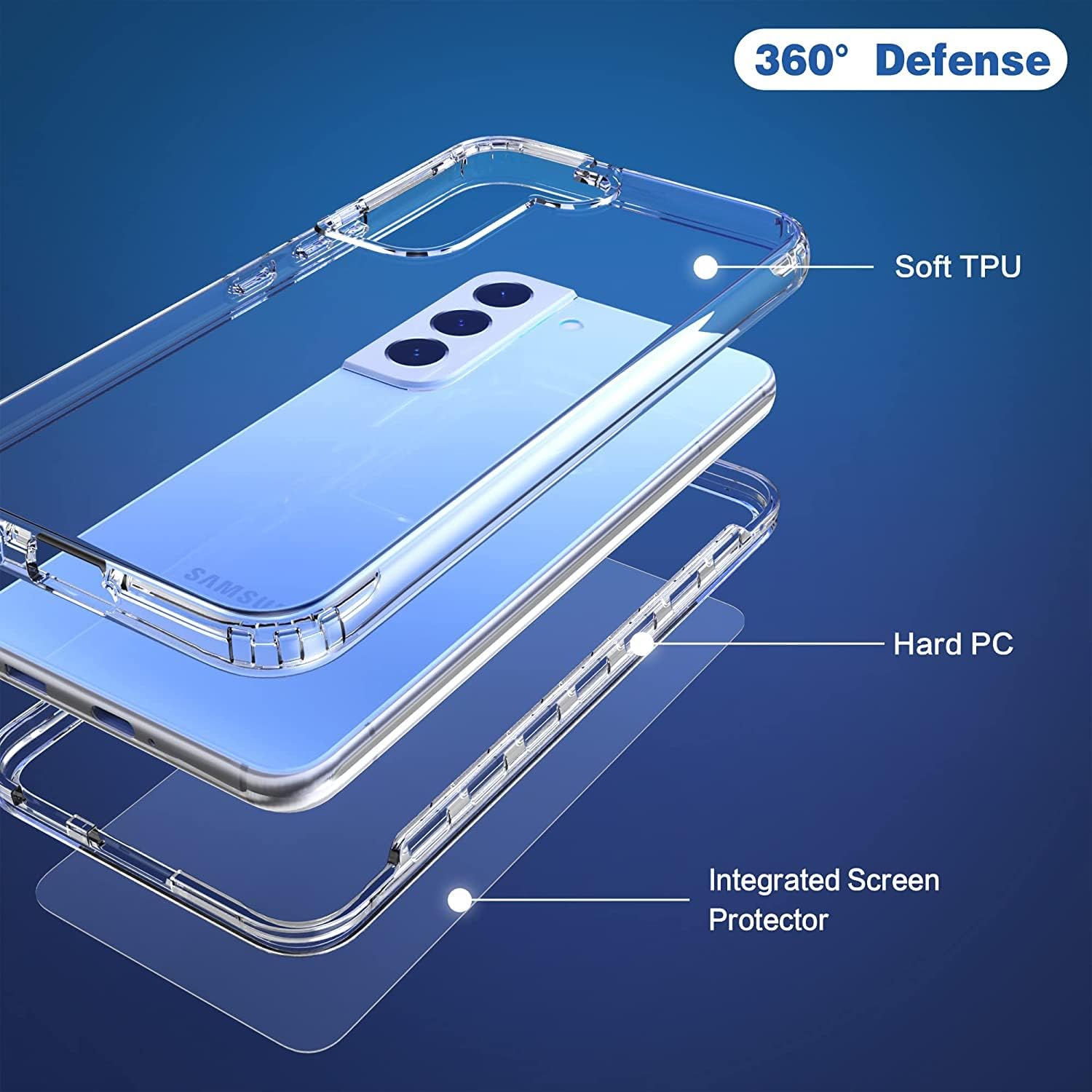 IDweel Funda transparente para Galaxy S22 Plus con protector de pantalla de vidrio templado, híbrida 2 en 1, a prueba de golpes, suave, delgada,