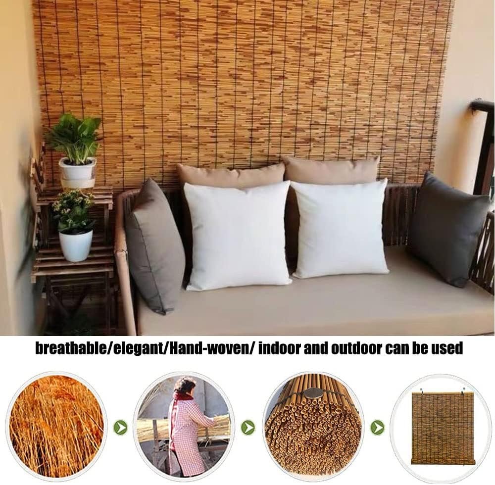 Persianas de bambú para patio, persianas enrollables romanas sin cordones de 24 30 34 36 38 40 42 48 56 60 66 pulgadas de ancho, persianas romanas