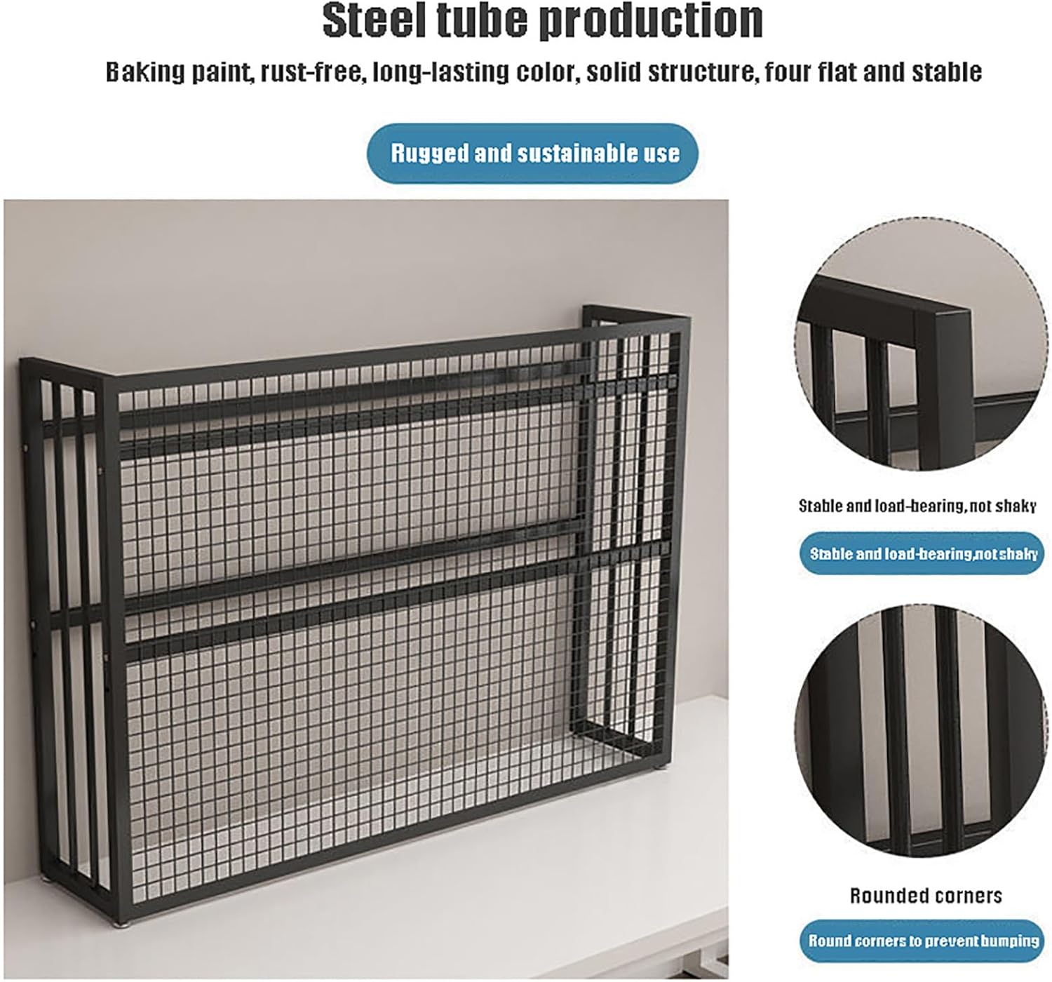 Estantería de escritorio de 2 niveles para escritorio de computadora, estantería de madera para encimera, estantería de escritorio para computadora,