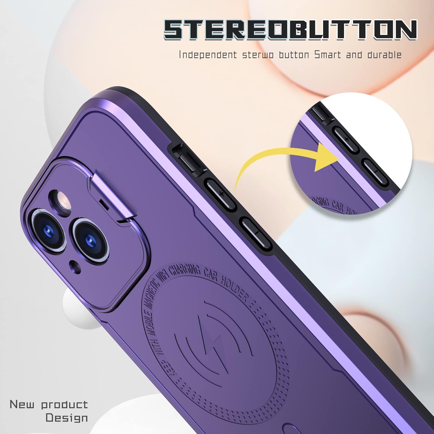 Asuwish Funda de teléfono para iPhone 13 de 6.1 pulgadas con protector de pantalla de vidrio templado Magsafe y soporte delgado, funda rígida