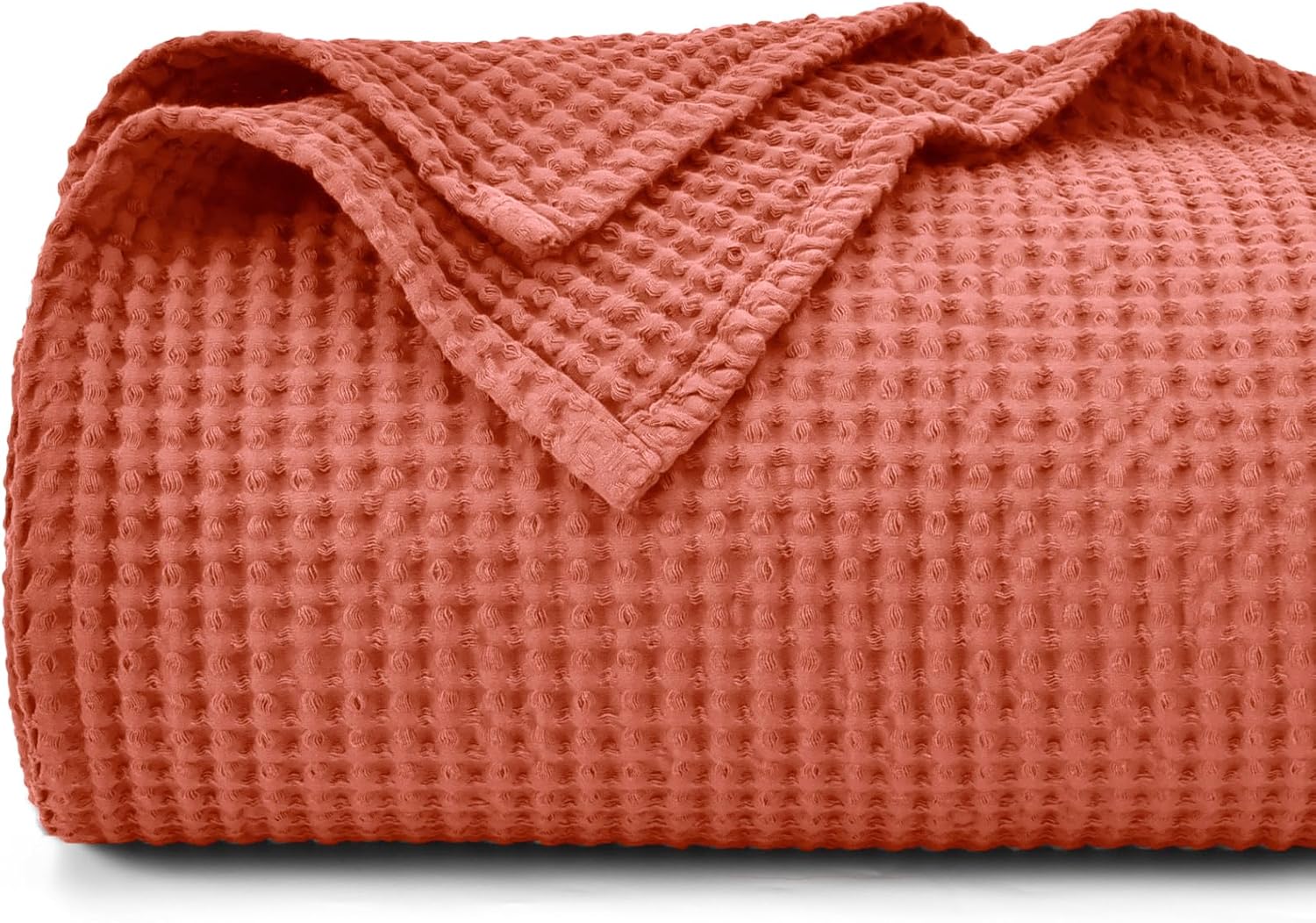 PHF – Manta 100% algodón tejido gofre tamaño Queen 90 x 90 pulgadas, manta suave y transpirable prelavada, para todas las estaciones, capa perfecta