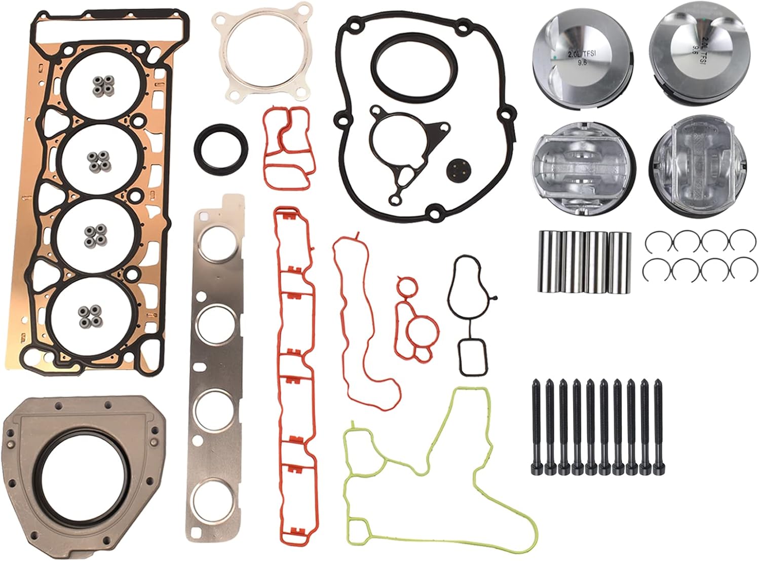 GELUOXI Kit de juntas de cabeza de pistón de motor de repuesto para VW Jetta Golf GTI Passat Audi A4 Q5 TT 2.0T 06H198401A 06J198401B 06J198401D