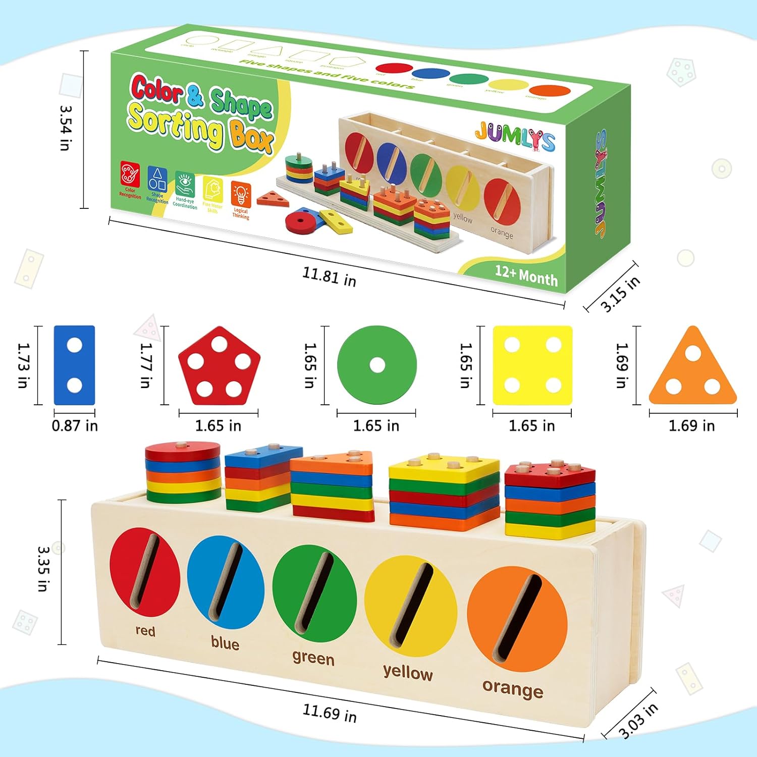 Juguetes Montessori para niños pequeños de 1, 2, 3 años, caja a juego de clasificación de colores y formas, juguetes de aprendizaje temprano para