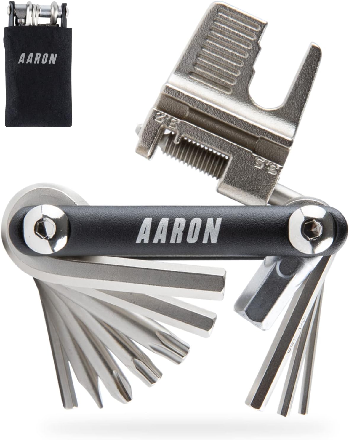 AARON Herramienta Multiherramienta 20 en 1 – Herramienta multifunción para bicicleta hecha de acero inoxidablealuminio – Mini herramienta plegable