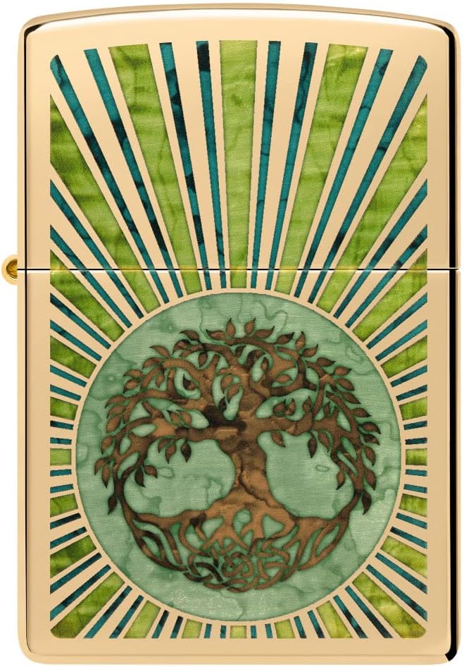 Zippo Mechero de latón envejecido árbol de la vida eterna