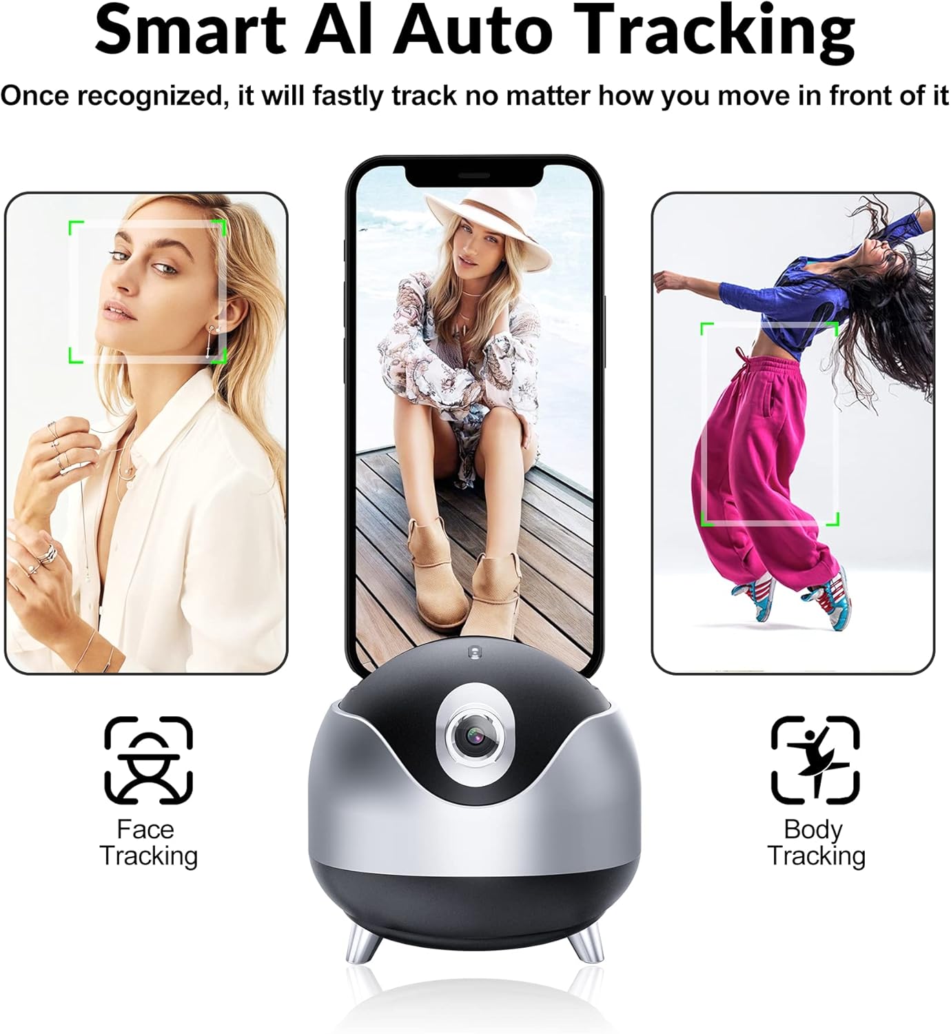 Trípode de cámara 360 con seguimiento facial automático para teléfono celular giratorio con control remoto, iyesku de 2 ejes, reconocimiento facial