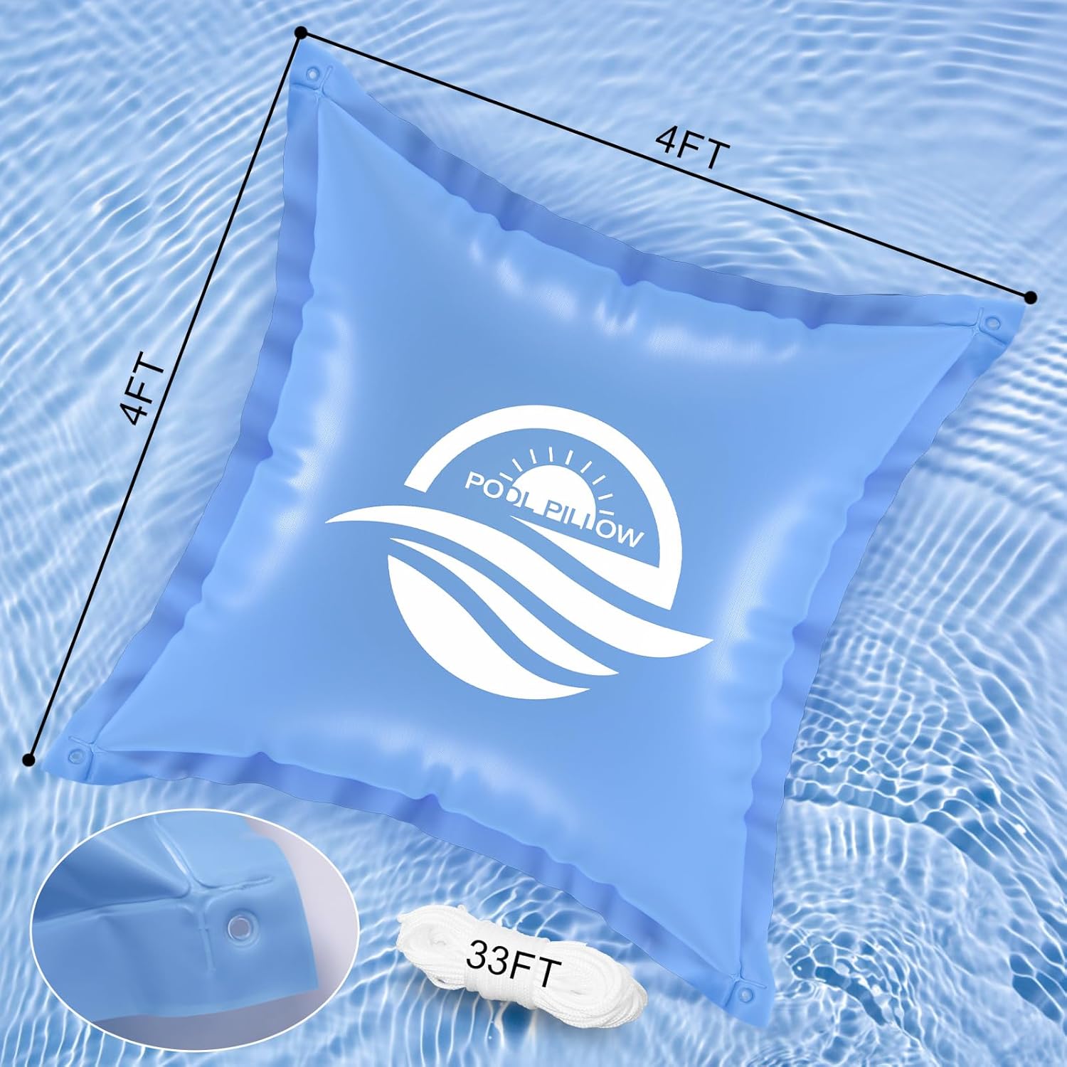 OSMOFUZE Almohadas de piscina para piscina sobre el suelo, almohada de aire ultra gruesa resistente al frío para invernar 0.016 in, material de PVC,