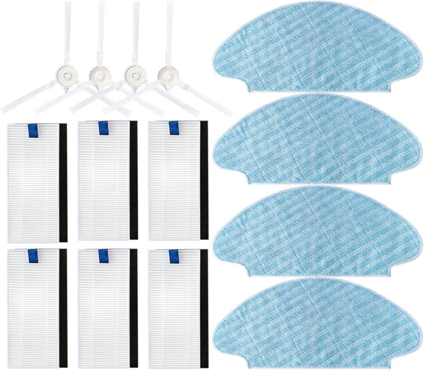 Repuestos para aspiradora, cepillo lateral, filtro Hepa, fregona, trapo. Compatible para Rowenta 20 40 50 (color  4 trapeadoras)