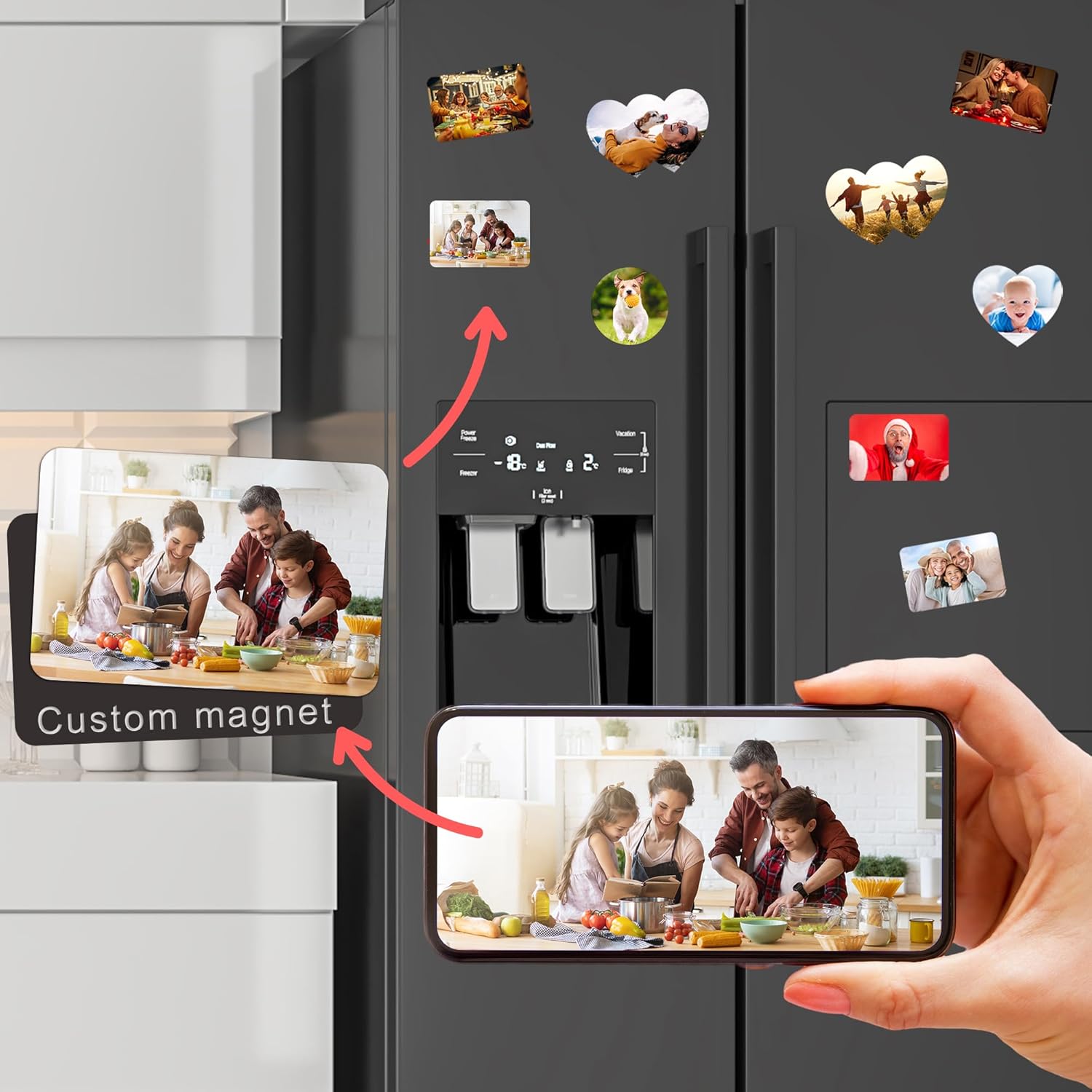 Imán personalizado para añadir tu foto, imanes de nevera, decoración del hogar, fotos para refrigerador, oficina y cocina (rectángulo, 1 unidad)
