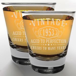 Juego de 2 vasos de chupito grabados vintage de 1953 de 1.75 onzas, regalos de feliz cumpleaños 70 para mujeres y hombres, decoraciones de Juego de 2 vasos de chupito grabados vintage de 1953 de 1.75 onzas, regalos de feliz cumpleaños 70 para mujeres y hombres, decoraciones de