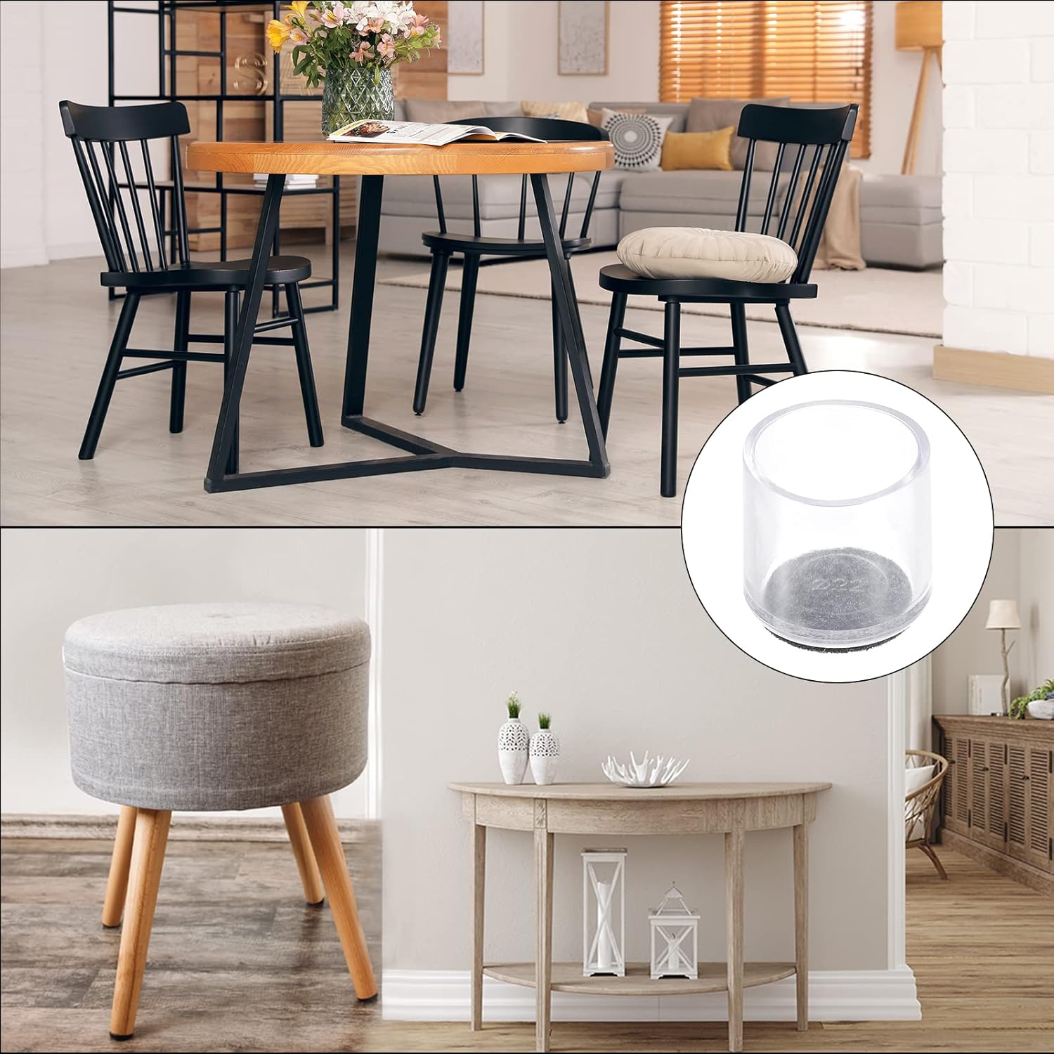 uxcell Protectores de suelo para patas de silla, 16 unidades, de cloruro de polivinilo y fieltro de 0.87 pulgadas, tapas para patas de silla para