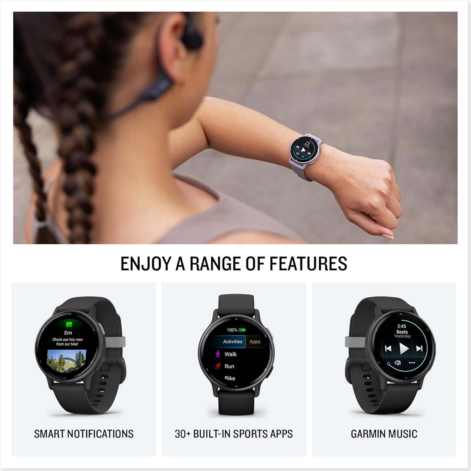 Garmin vívoactive 5, reloj inteligente GPS de salud y fitness, pantalla AMOLED, hasta 11 días de batería, azul marino