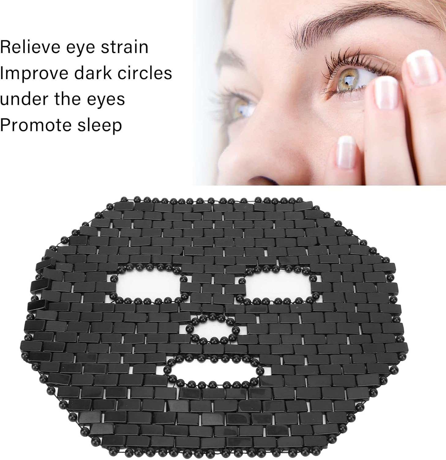 Máscara facial de jade, masaje facial, funda de dormir facial de Jadestone para spa ojeras (negro)