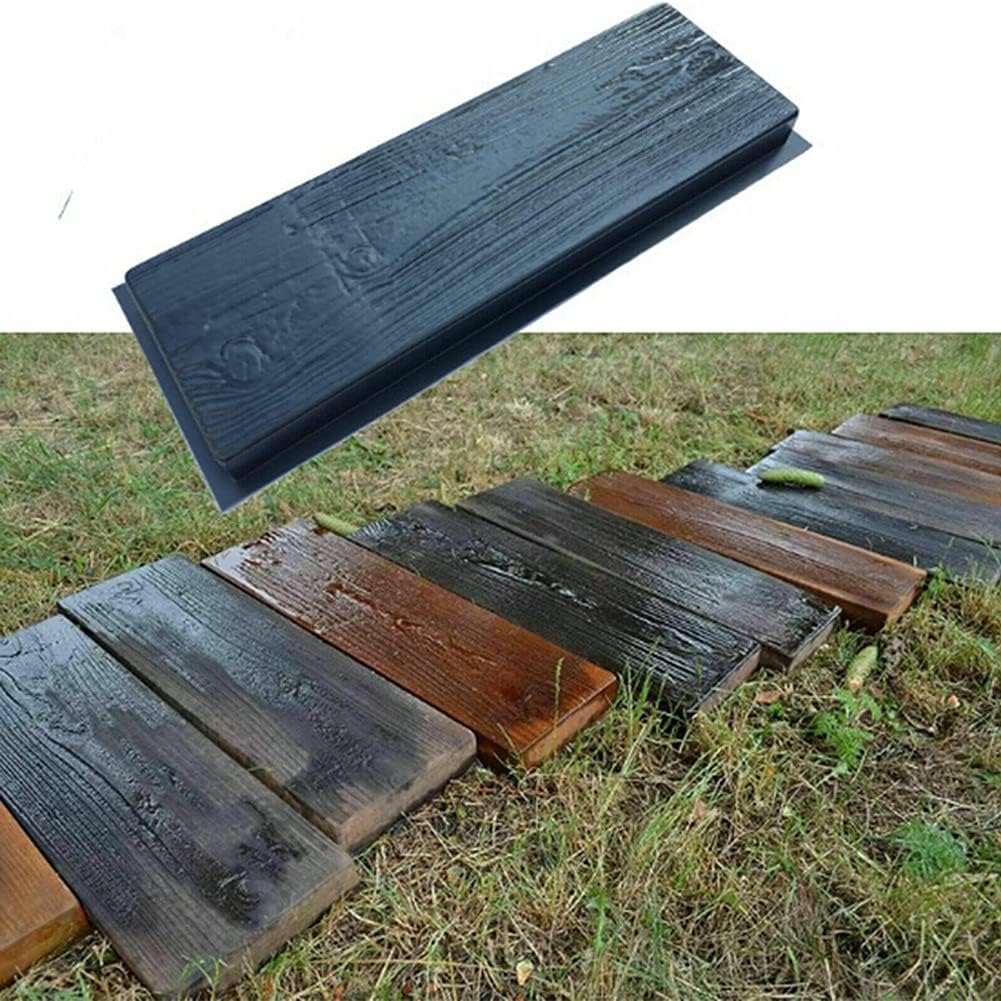 Molde de hormigón con forma de tablas de madera, molde de pavimentación moldeado de plástico para bricolaje, molde de piedra de escalón de jardín,