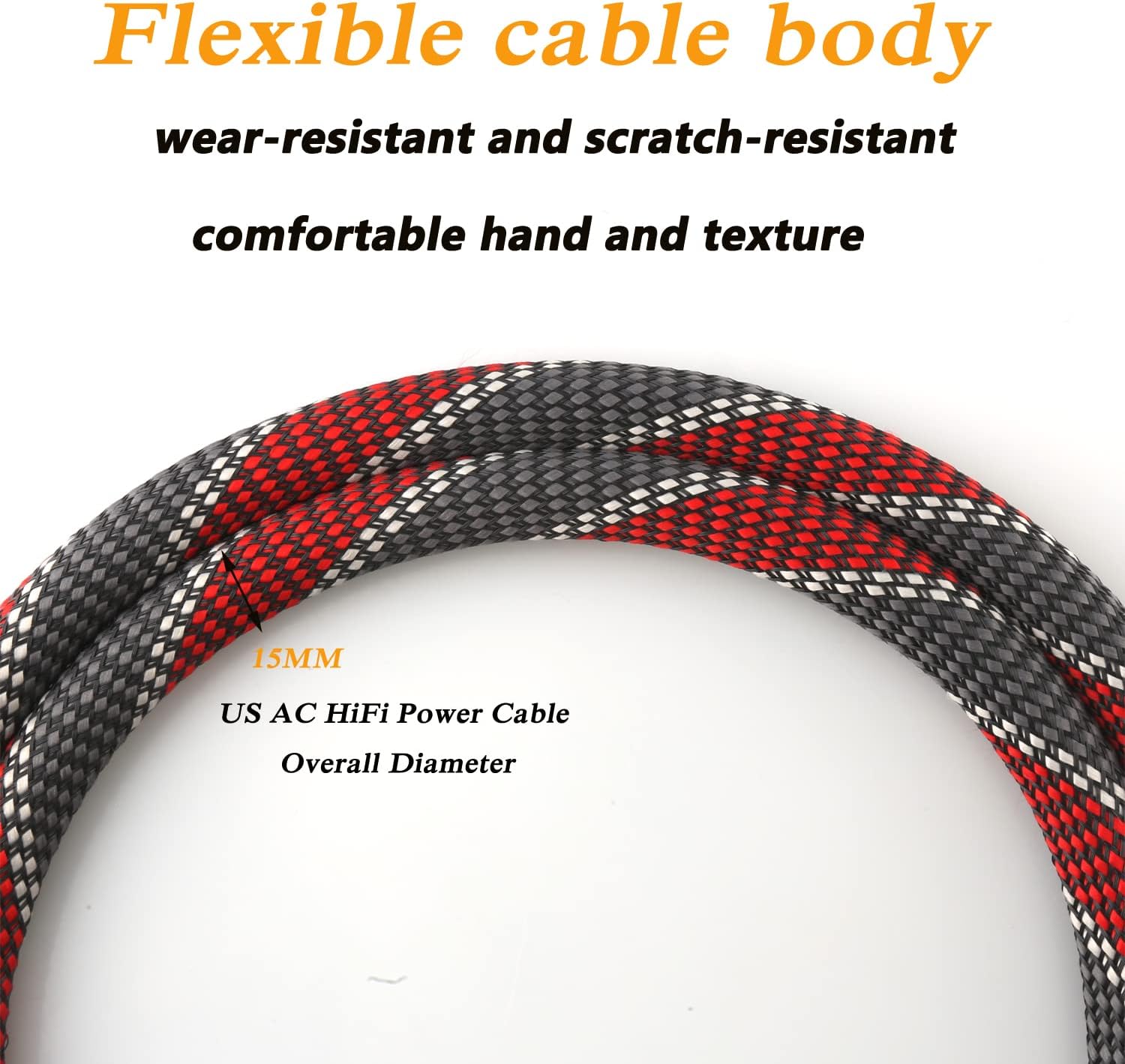 Tertullus Cables de alimentación de alta fidelidad 5N OFC AC Cable de alimentación principal de EE. UU. con enchufe de fibra de carbono IEC320-C15
