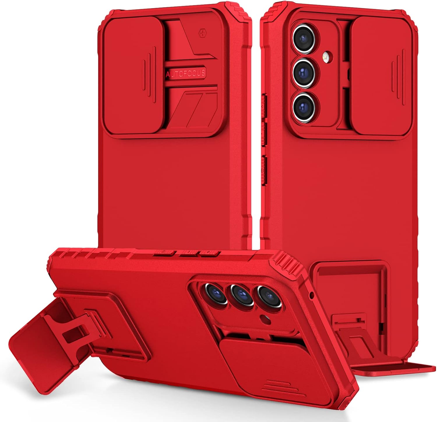 Ysnzaq Funda para Samsung Galaxy A54 5G con cámara deslizante, delgada, a prueba de golpes, con función atril para Samsung Galaxy A54 5G LT rojo