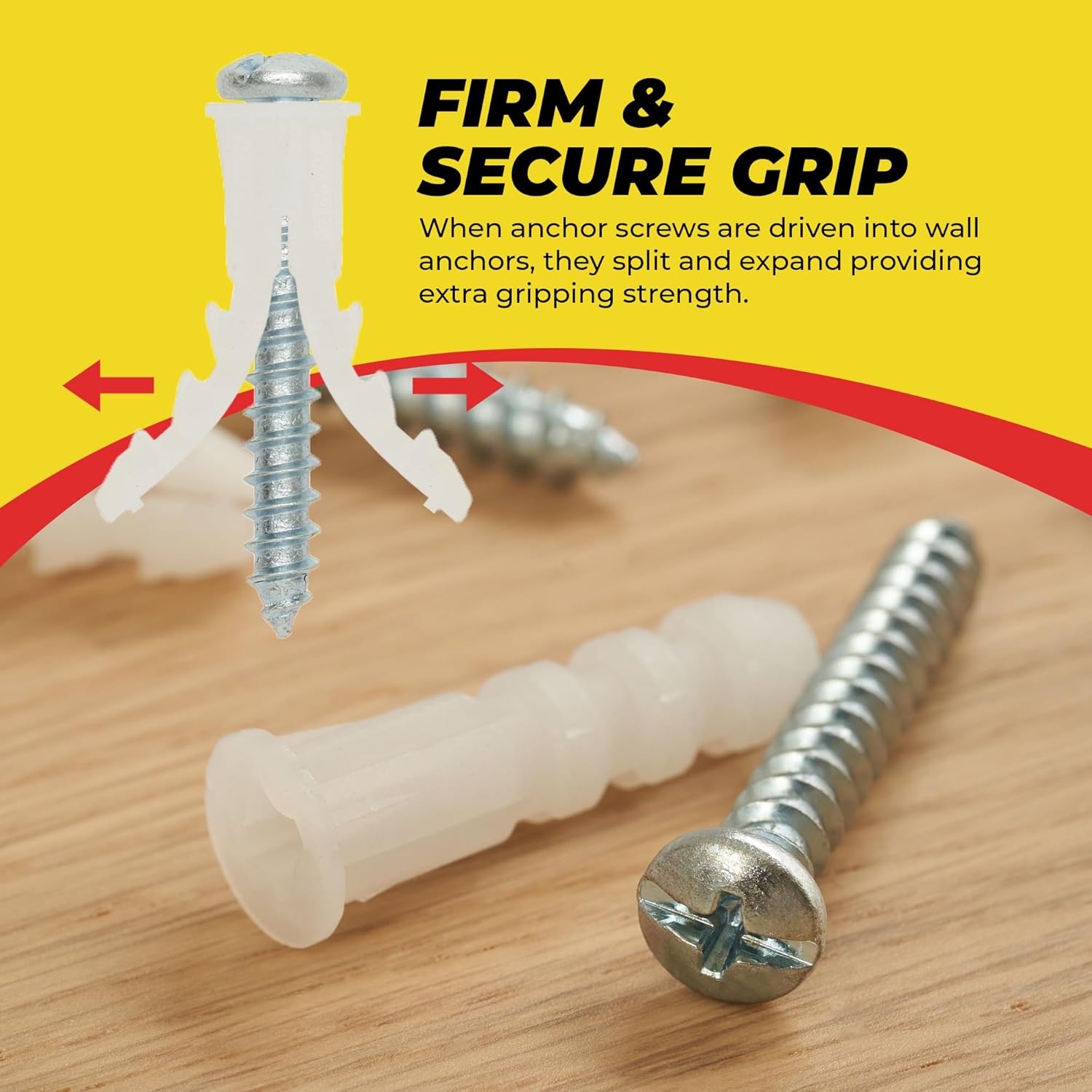 Qualihome Kit de anclaje de plástico acanalado para paneles de yeso, anclajes de pared y tornillos para paneles de yeso, incluye anclajes y