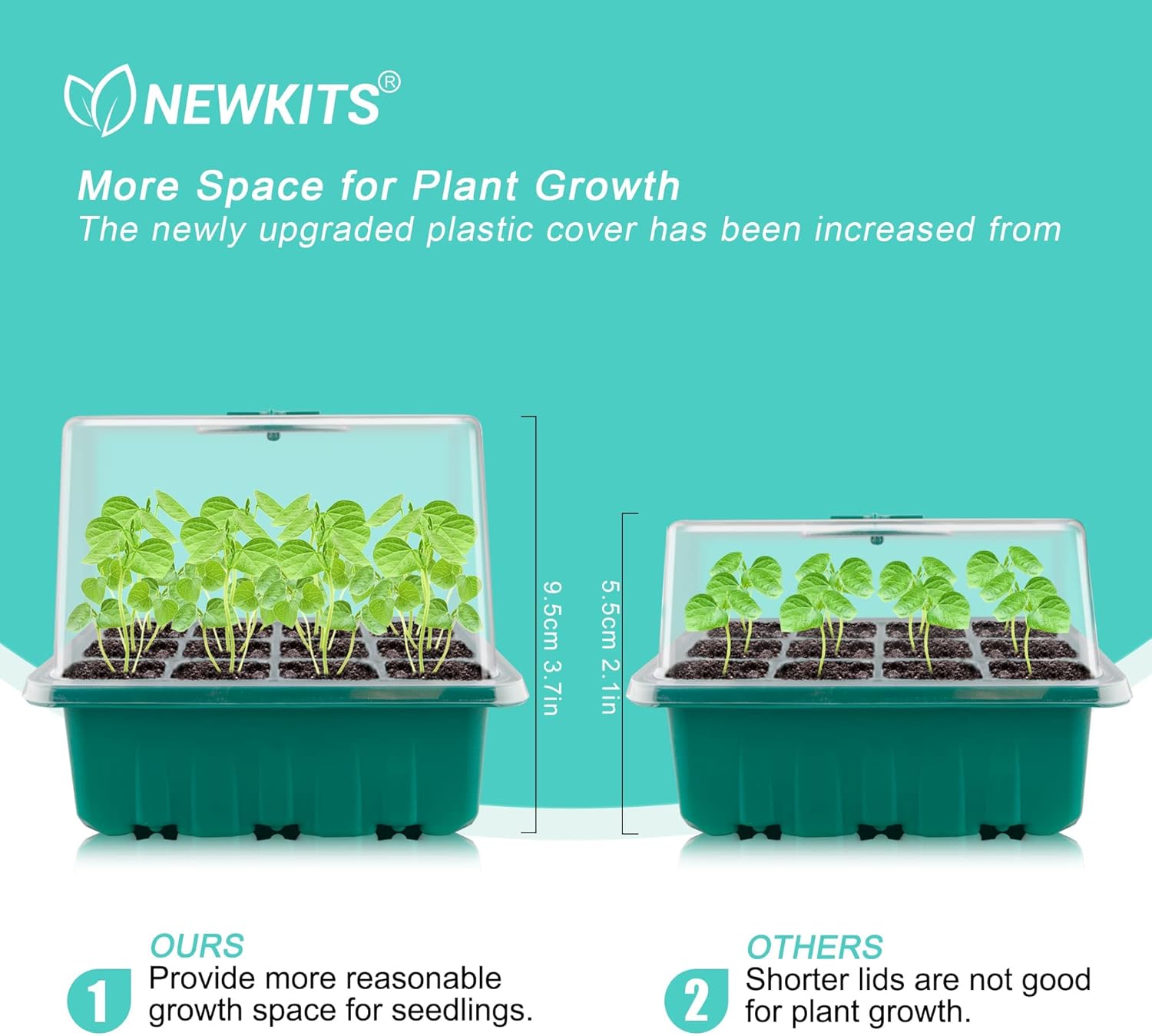 Bandeja de inicio de semillas con luz de crecimiento, kit de inicio de semillas, bandejas de inicio de germinación de plantas con cúpula de humedad