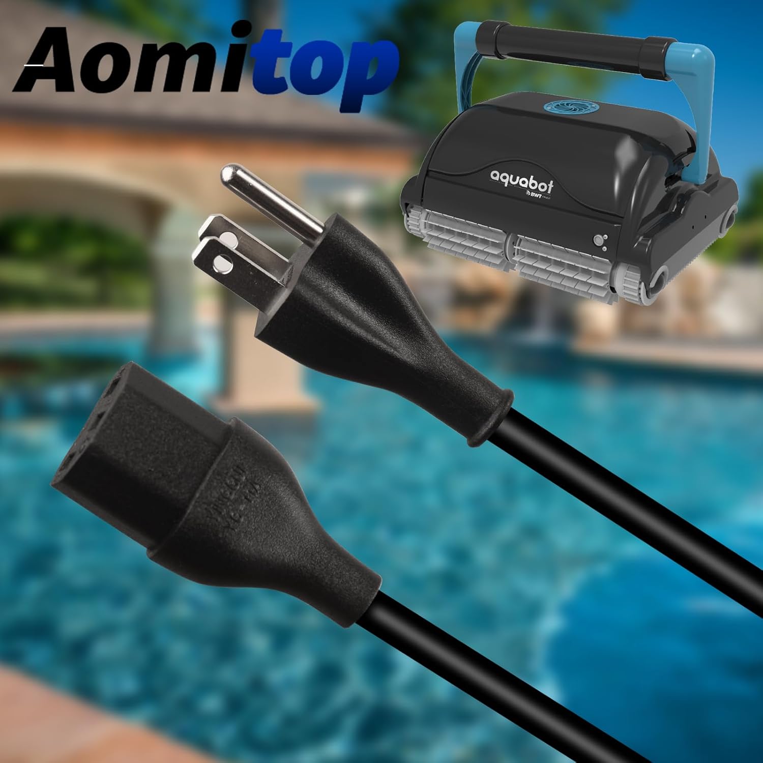 Cable de alimentación de repuesto de 3 clavijas de 6 pies para fuente de alimentación Maytronics Dolphin Cleaners (125V 10A)