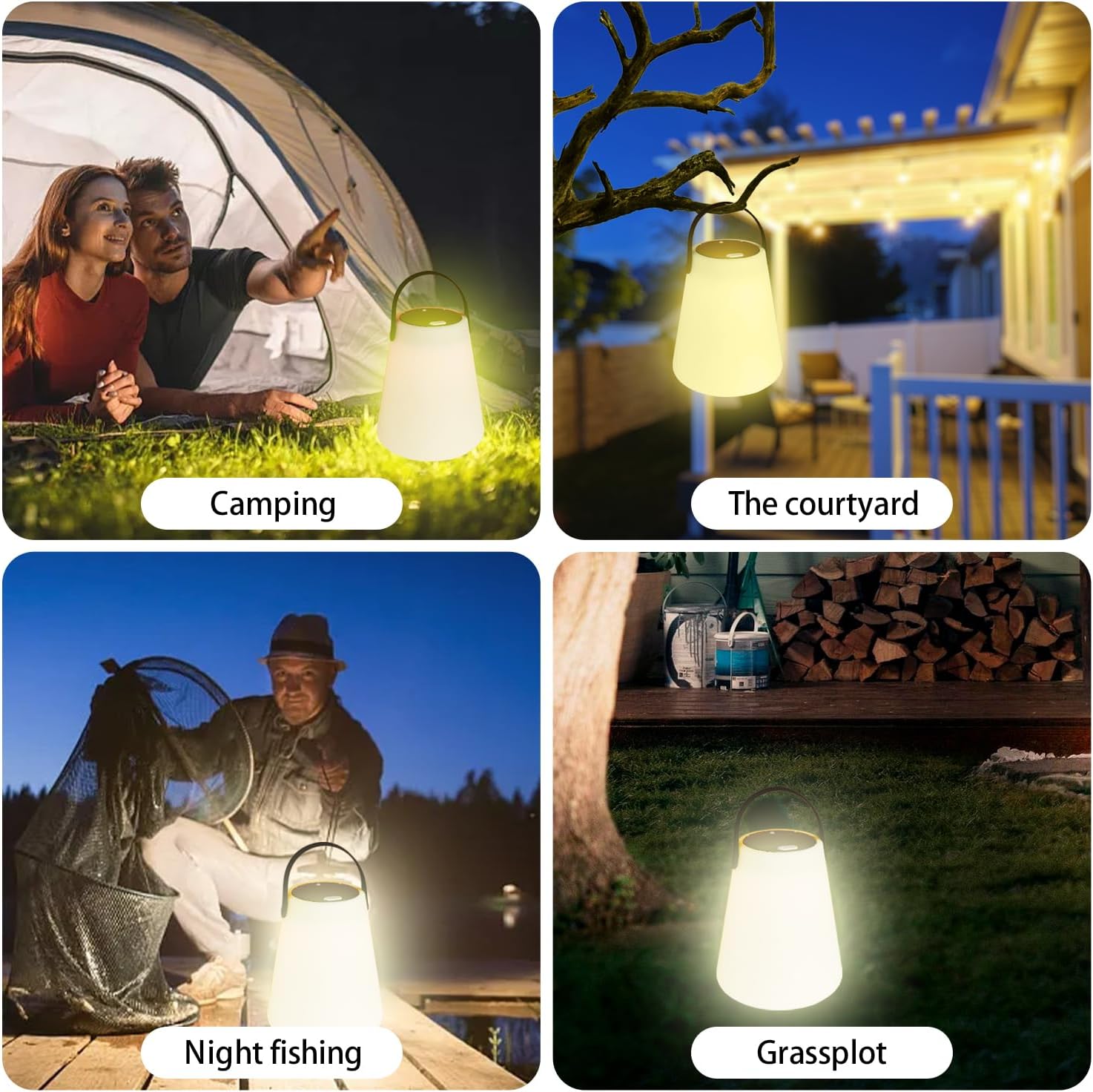 Lámpara solar inalámbrica que cambia de color, lámpara de mesa regulable de 5 vías, linterna de camping RGB para jardínsala de estardormitorio