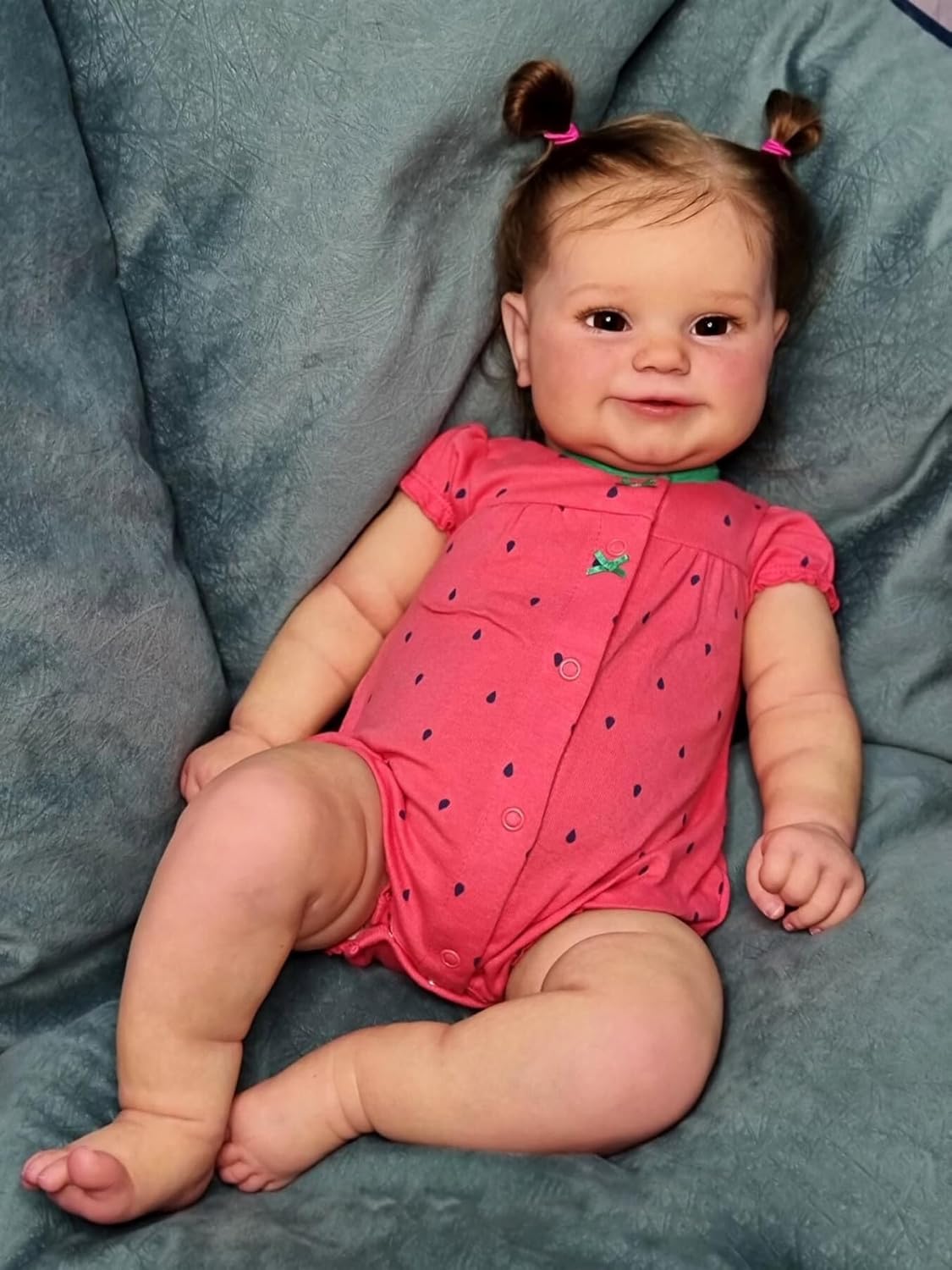 Pinky Reborn Muñeca realista de bebé Reborn de 24 pulgadas, muñeca de silicona para niñas de 3 años en adelante