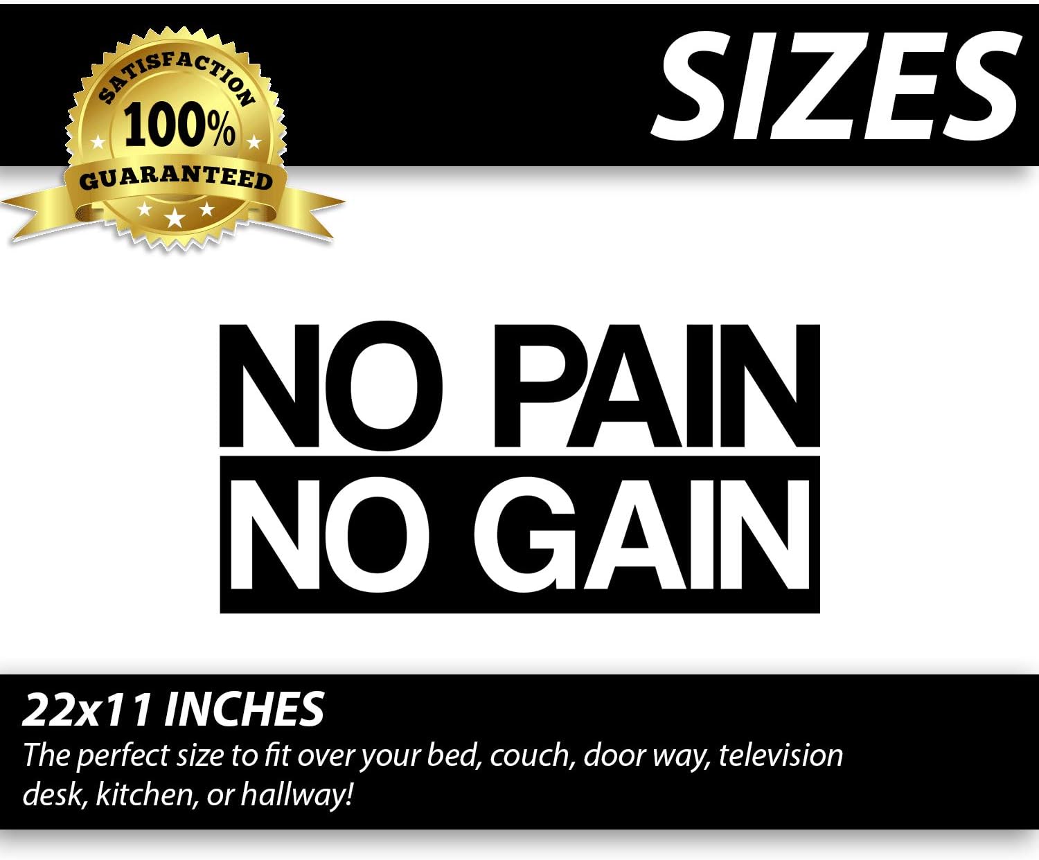 My Vinyl Story  No Pain No Gain  Calcomanía de pared grande motivacional grande para gimnasio en casa, entrenamiento, motivacional, decoración de