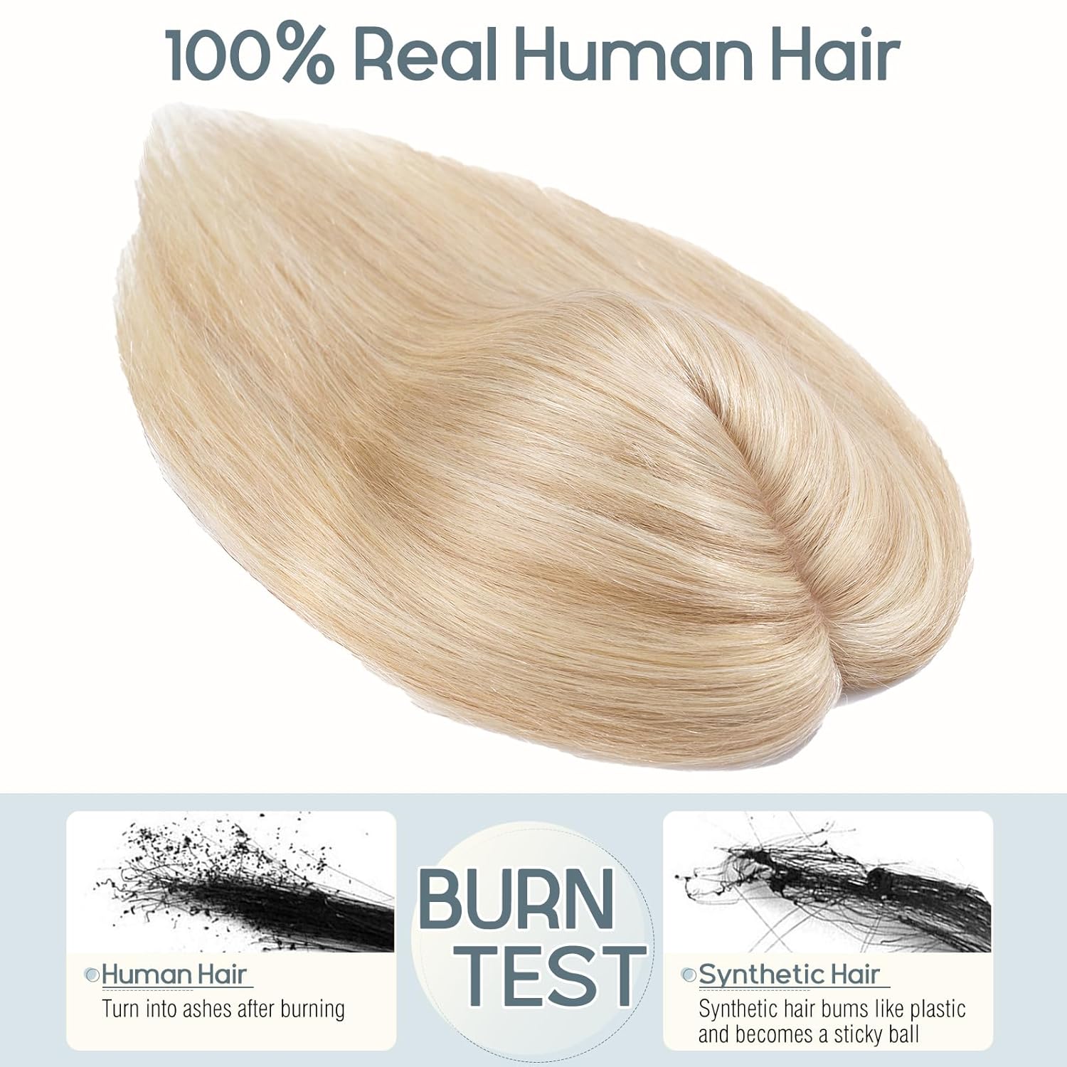 Rich Choices Toppers para el cabello para mujer, 100% cabello humano Remy, parte superior de tupé, base de seda, clip en el cabello sin flequillo,