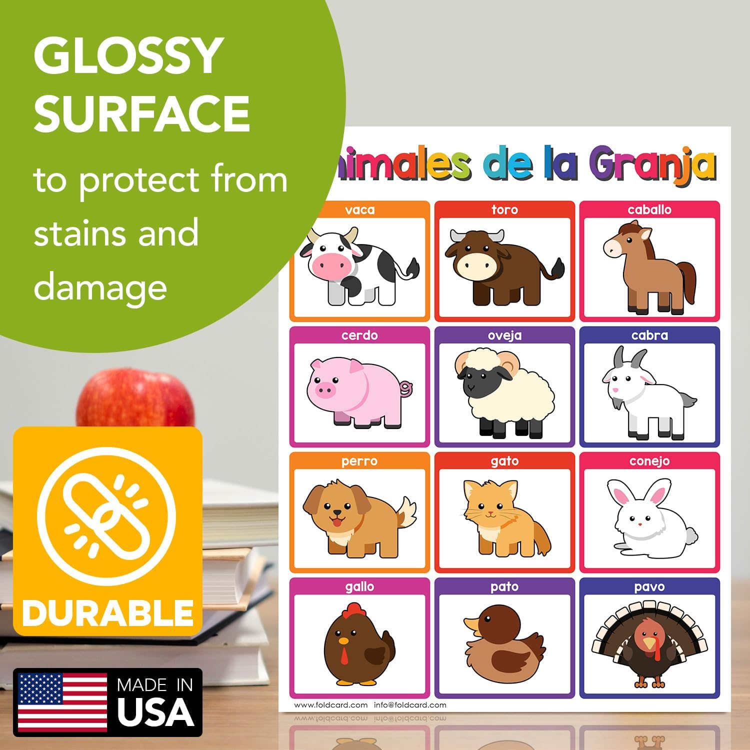 Animales de la Granja – Carteles educativos en español para niños, animales de granja, aprendizaje en aula y educación en casa, ayuda visual y