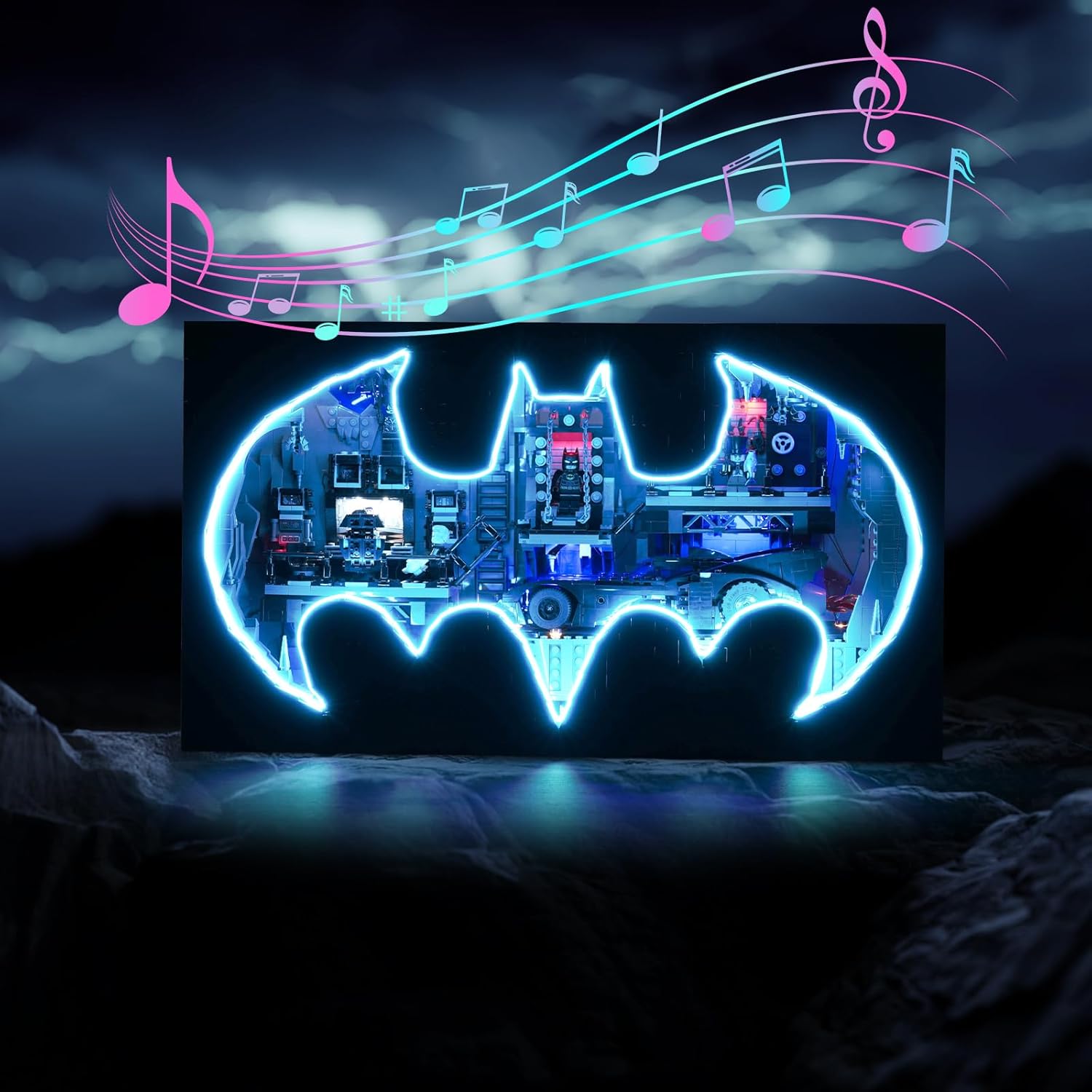 BrickBling Kit de luz LED para Lego Batcuave Shadow Box, versión musical de iluminación compatible con Lego 76252 – No incluye juego de modelos