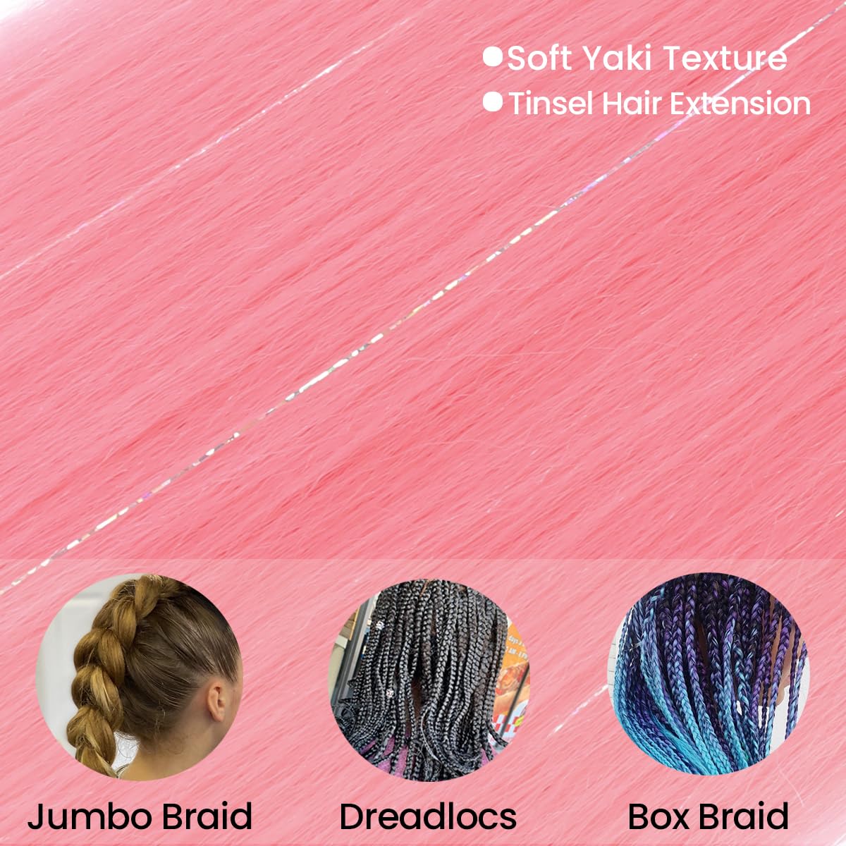 Cabello trenzado preestirado fácil de 28 pulgadas, paquete de 3 paquetes de cabello sintético jumbo trenzado, extensión de cabello trenzado