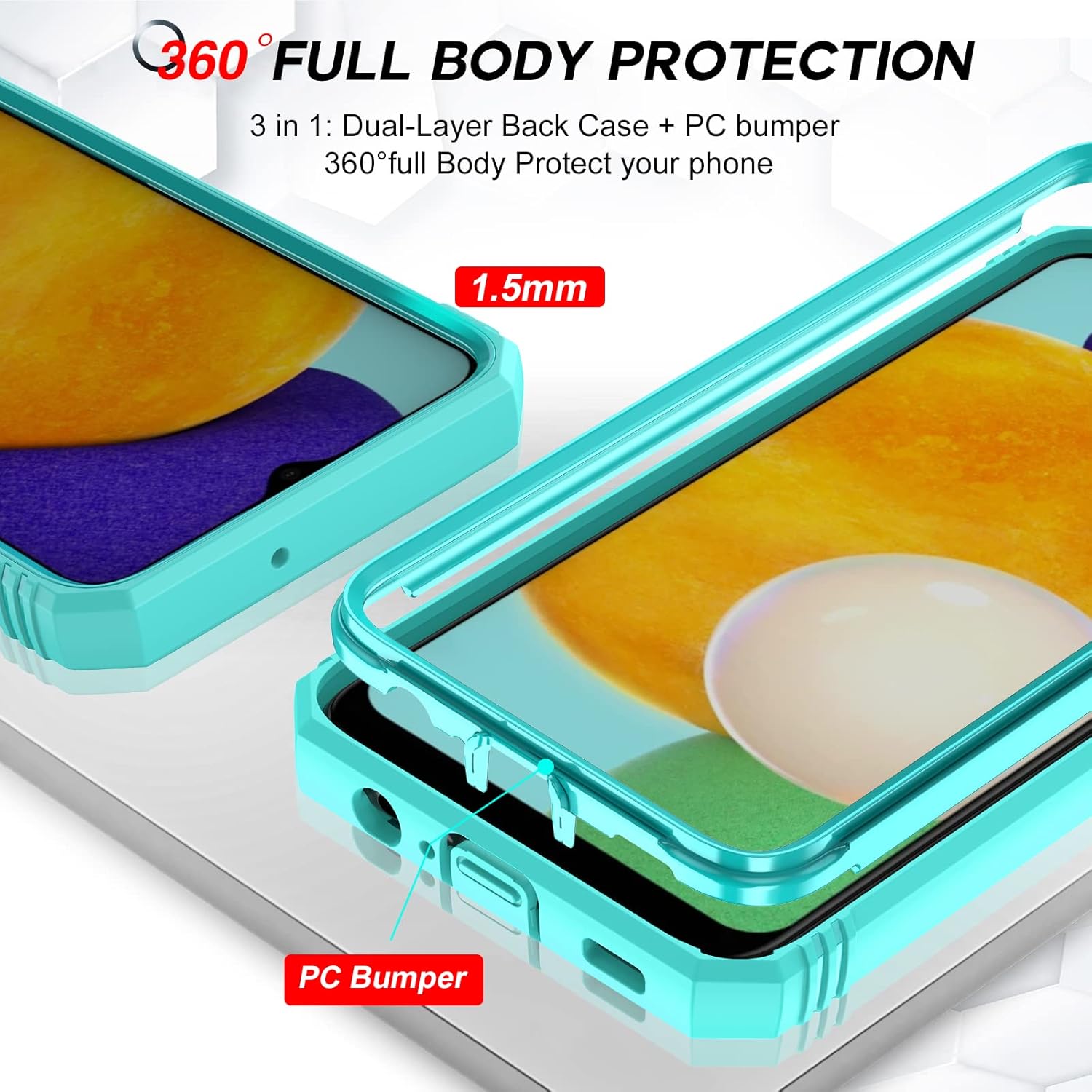 LeYi Funda para Samsung A03s A03s Samsung Phone Case con cubierta deslizante para cámara + 2 paquetes Protector de pantalla de vidrio templado,