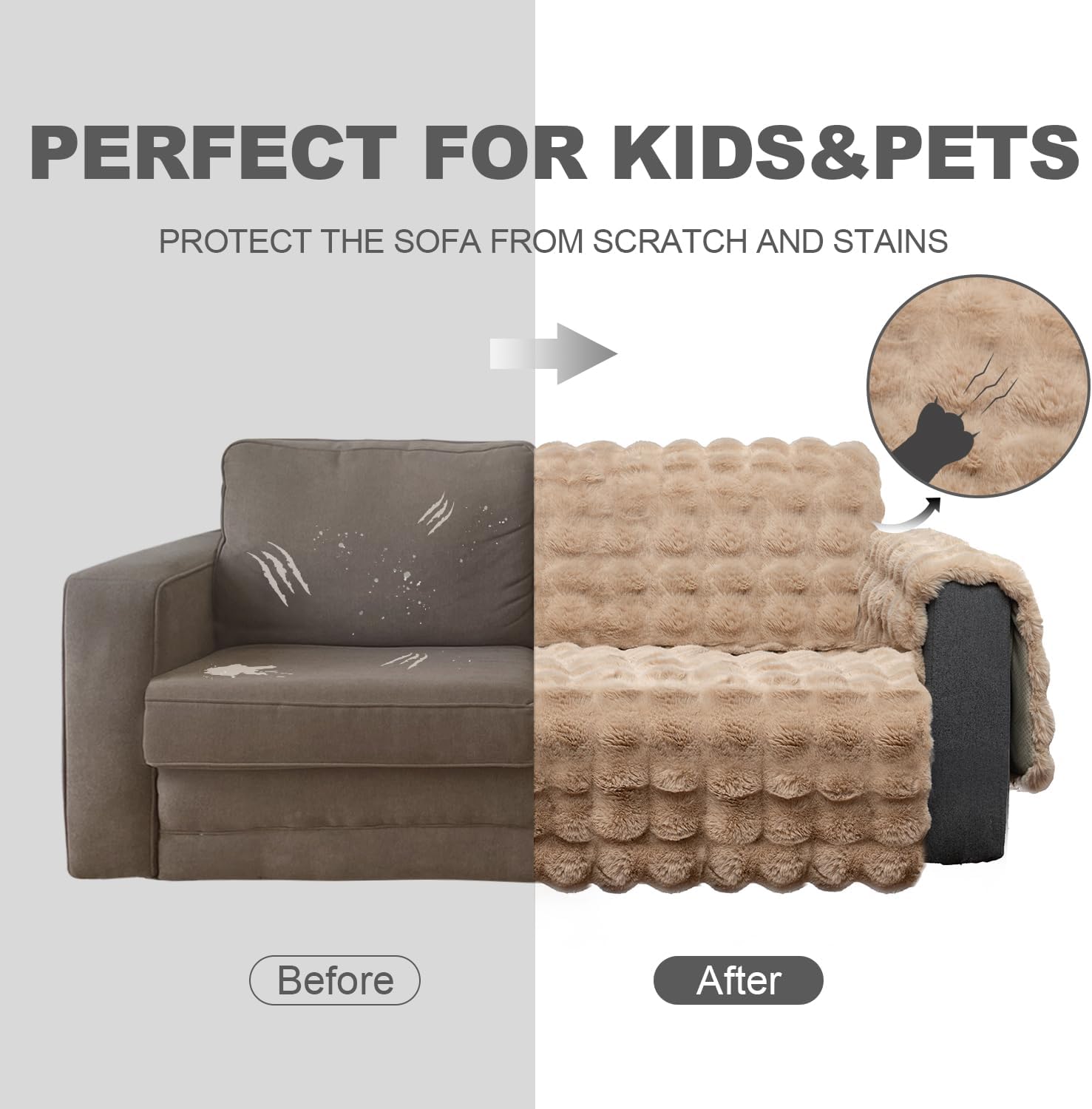 Funda impermeable fácil de instalar, funda acolchada para sofá y muebles, protector avanzado antideslizante para muebles, niños, perros, gatos