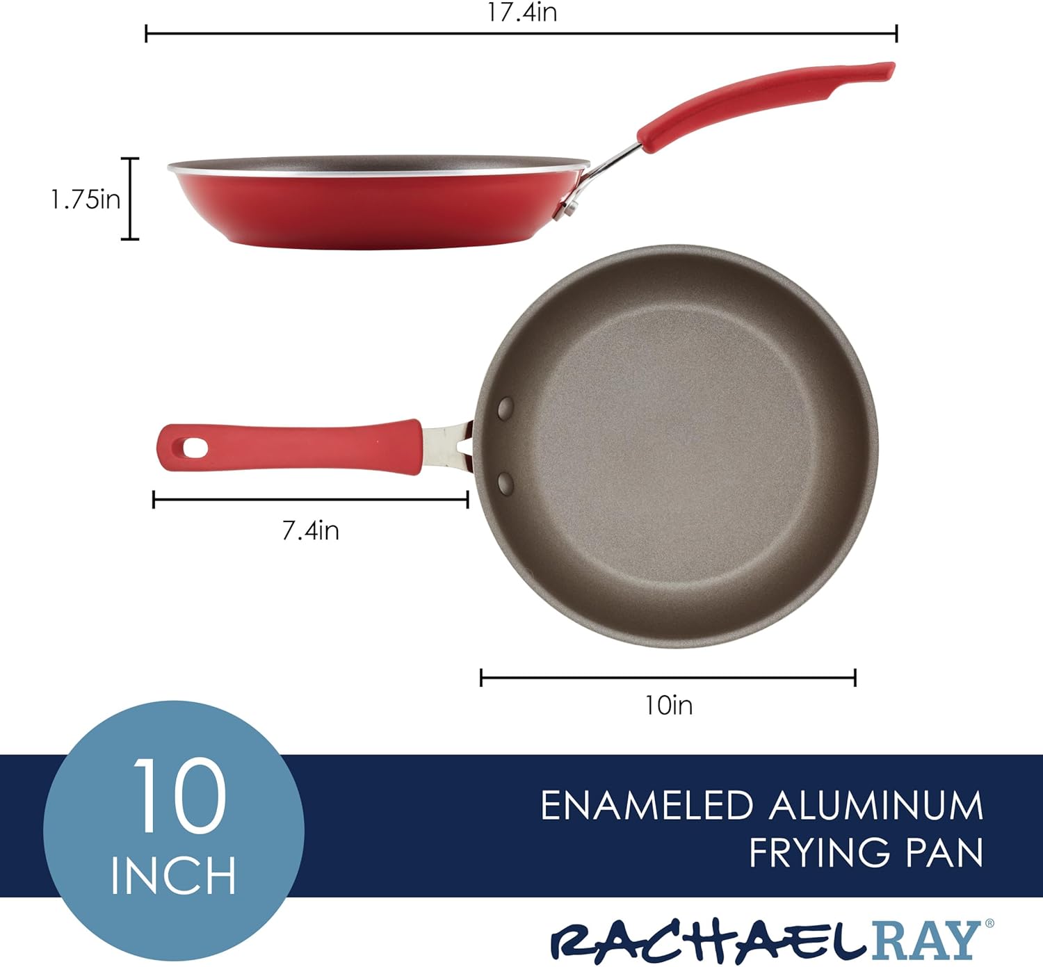 Rachael Ray Cook + Create – Sartén antiadherente, 10 pulgadas, color rojo