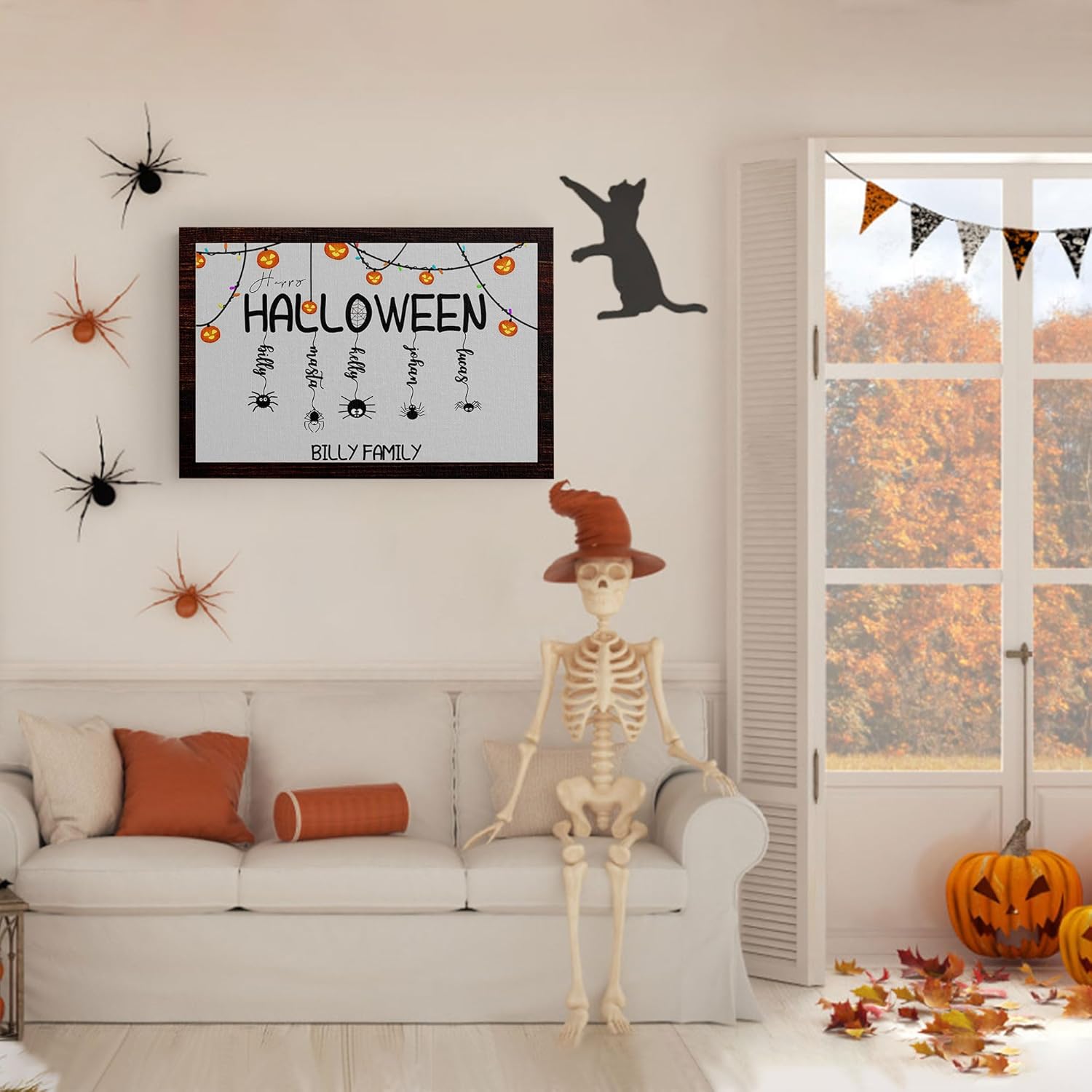 ZBAN Regalos temáticos de Halloween, decoraciones personalizadas de retratos familiares de Halloween para dormitorio, sala de estar, lienzo