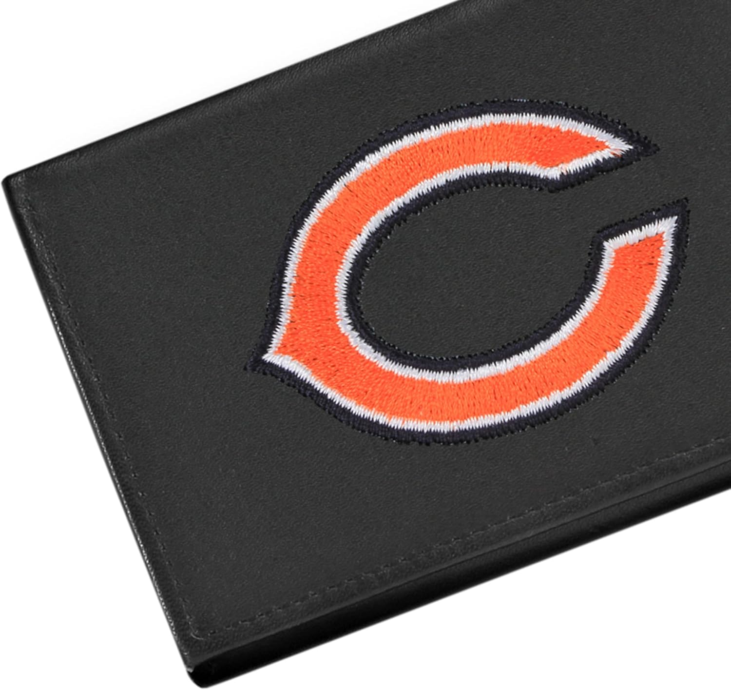 Rico Industries NFL – Cartera de piel auténtica bordada de tres pliegues de 3.25 x 4.25 pulgadas, delgada