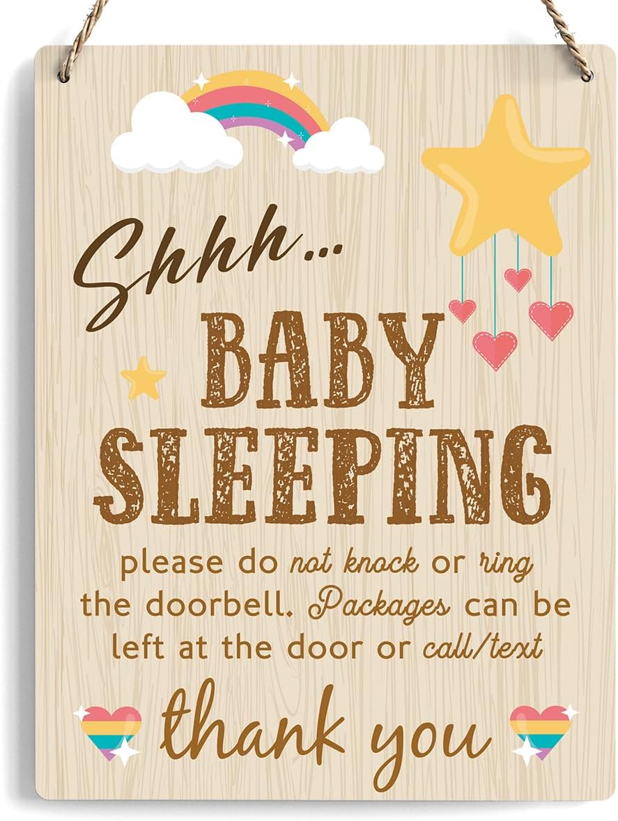 Letrero de madera con texto en inglés Do Not Knock Or Ring Doorbell, para habitación de bebé, habitación de bebé, habitación de bebé, dormitorio,