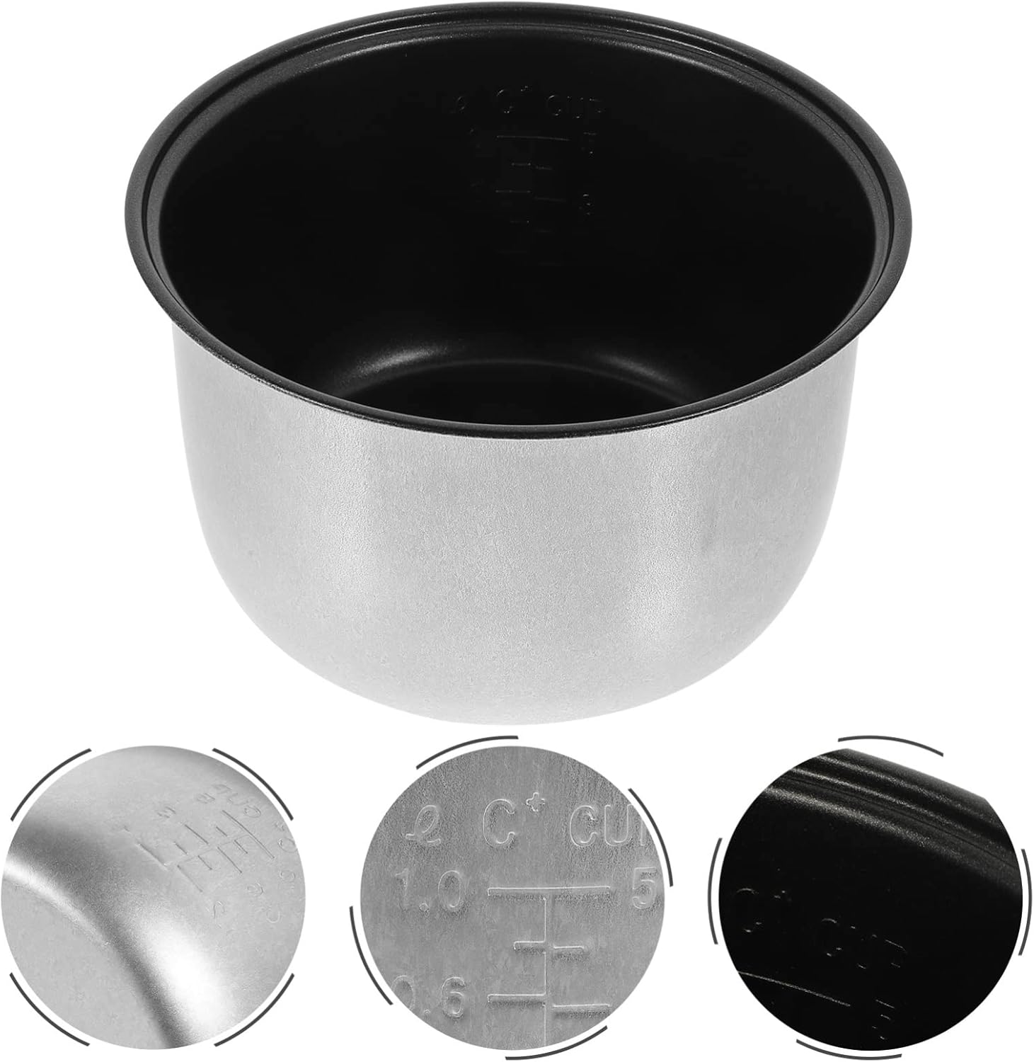 Olla arrocera de 8 tazas, 2 tazas, 1 juego de olla arrocera interior olla arrocera antiadherente recipiente de cocción de arroz Accesorios para