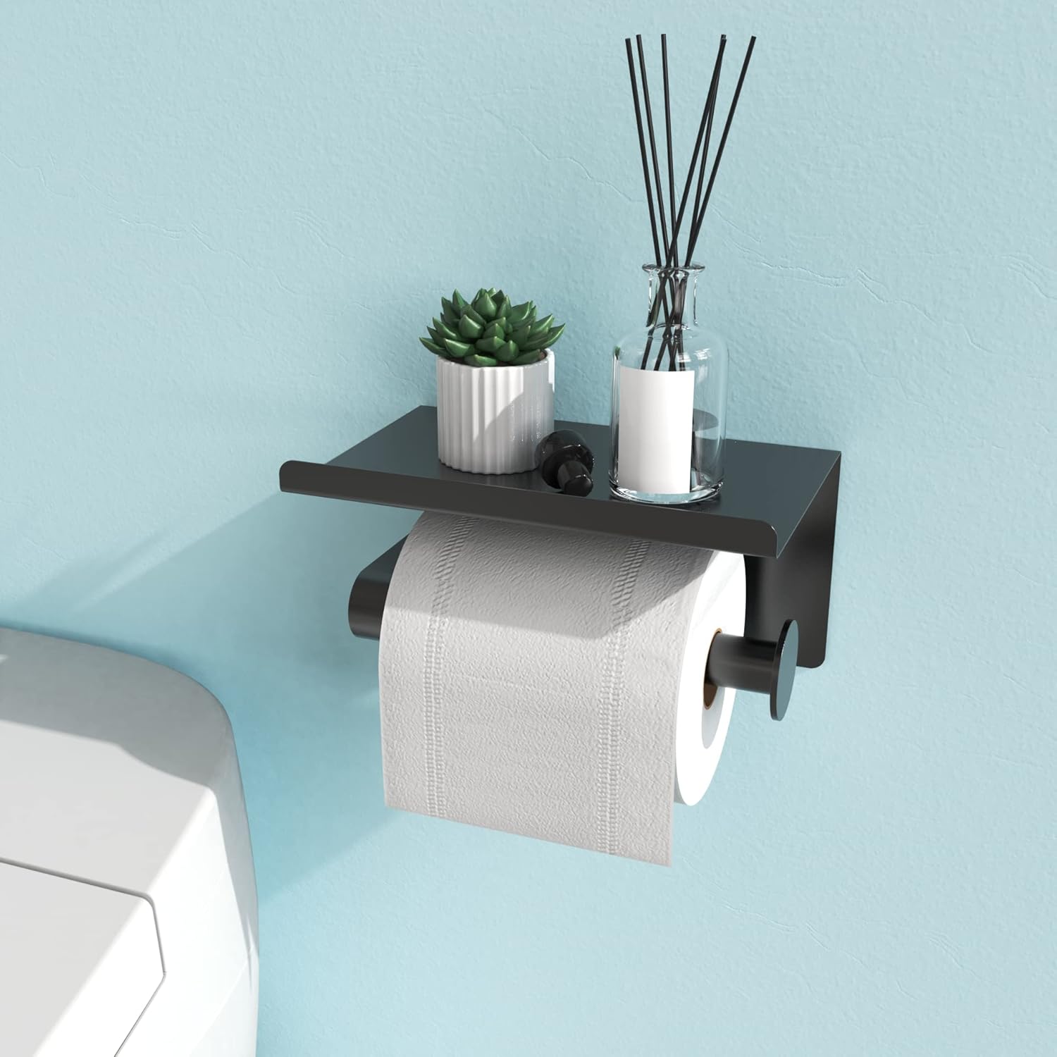 Portarrollos autoadhesivo para papel higiénico, soporte de pared o soporte de papel higiénico adhesivo con estante, soporte para papel higiénico,