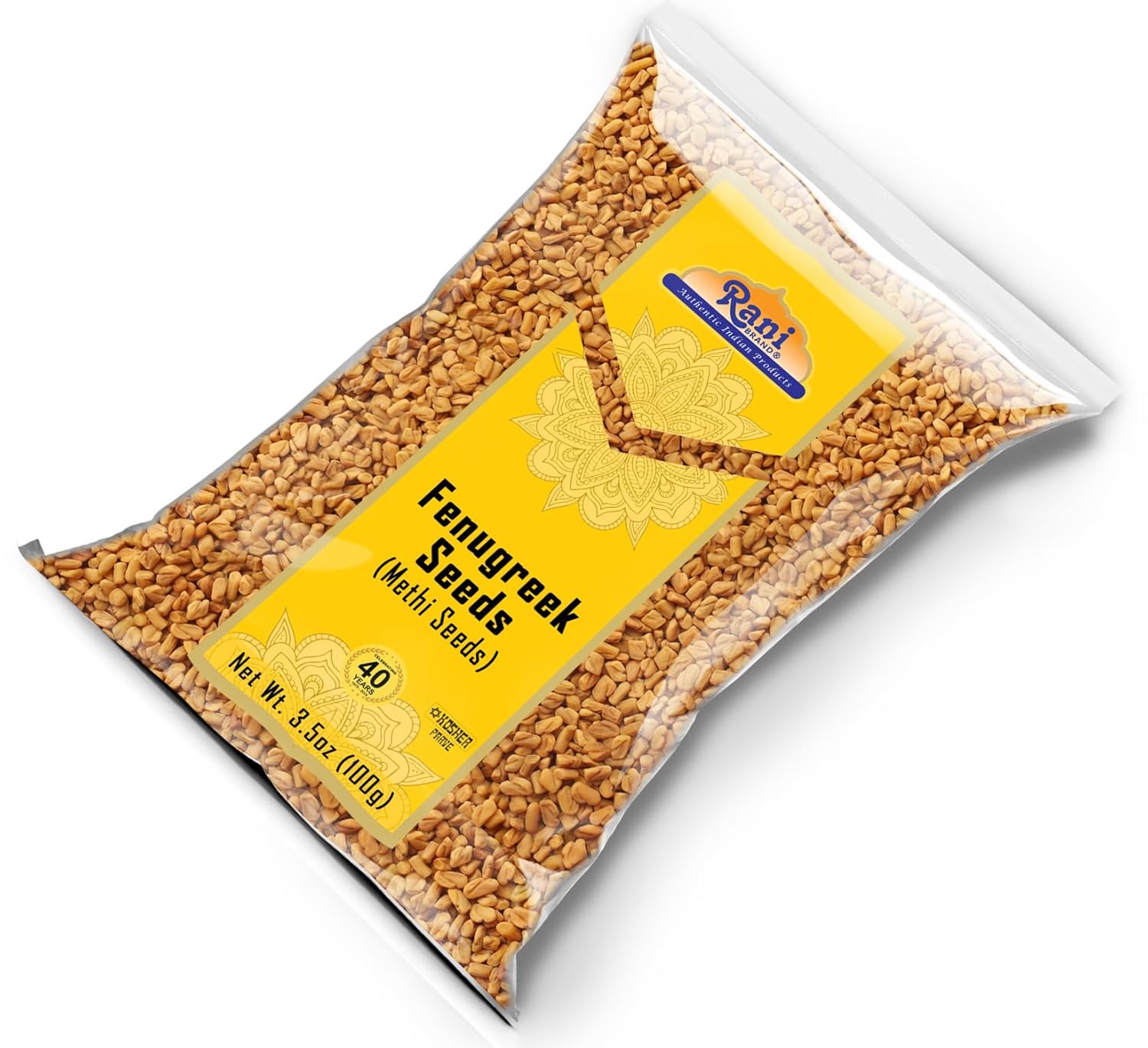 Rani Fenugreek (Methi) Semillas enteras de 3.5 onzas (3.53oz) Trigonella Foenum Graecum  Todo natural  Vegano  Apto para gluten  Sin OMG  Origen