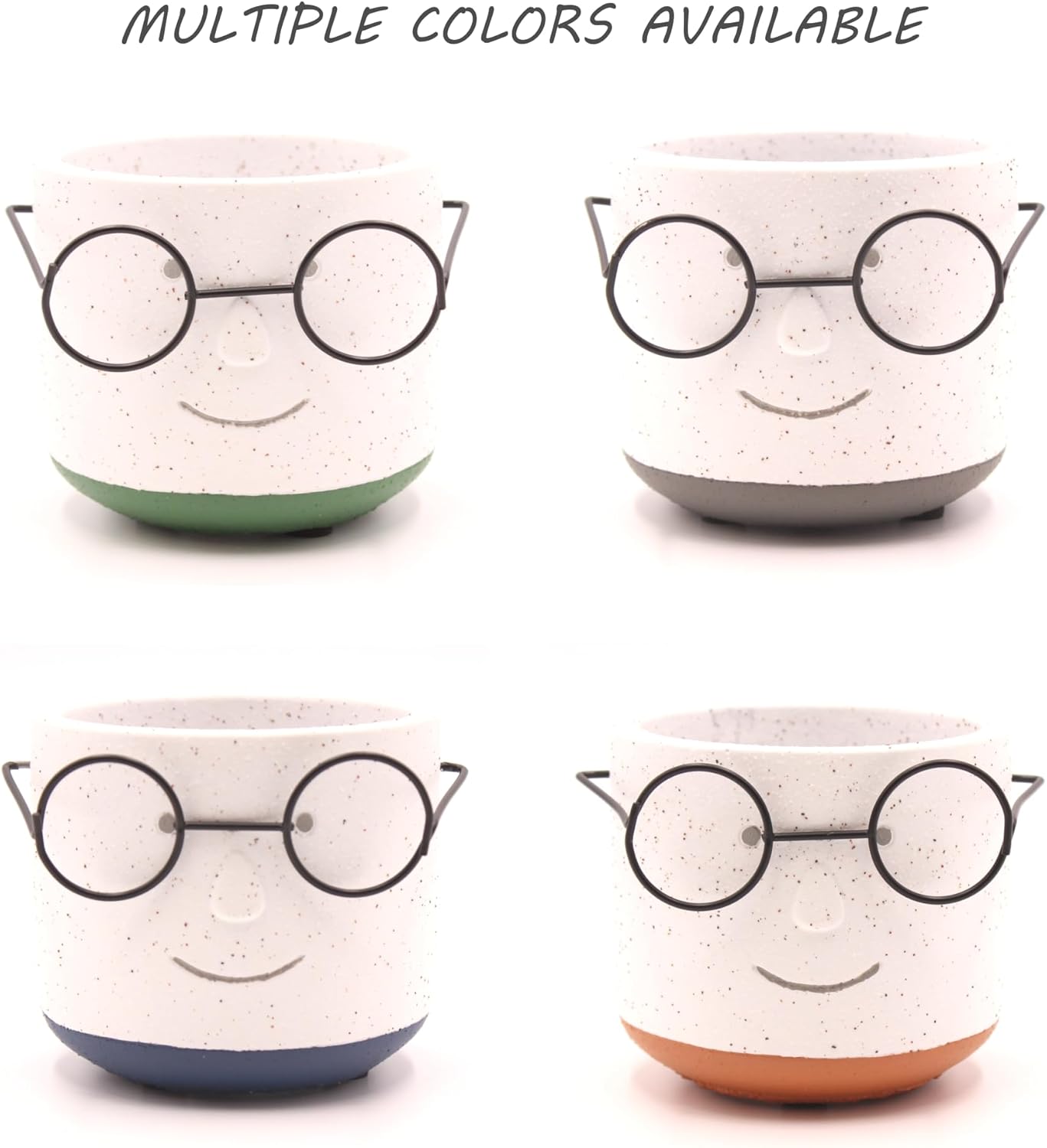 Edington Decor Maceta facial  Maceta de cabeza  Maceta para suculentas con drenaje  Maceta  Maceta  Maceta de 4 pulgadas  Maceta única con vasos