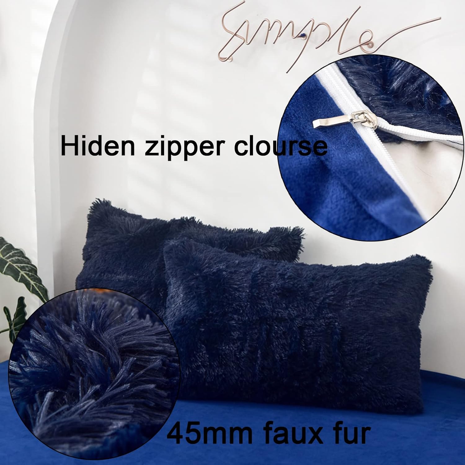 MorroMorn Fundas de almohada decorativas, paquete de 2 fundas de almohada de piel sintética, fundas de almohada de lujo con cierre de cremallera,