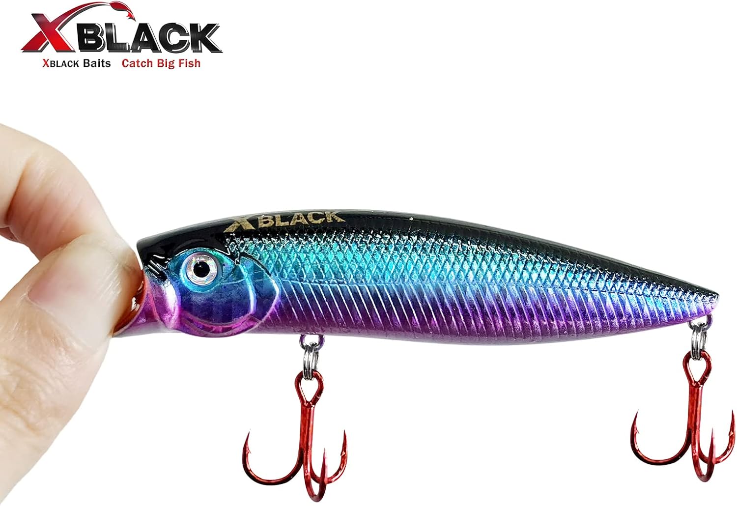 Fishing Lures Set Minnow Crankbaits Pencil Jointed Popper VIB Lures Fishing Lures Kit 5PCS for Bass Trout in Saltwater and Freshwater, XBLACK Baits,