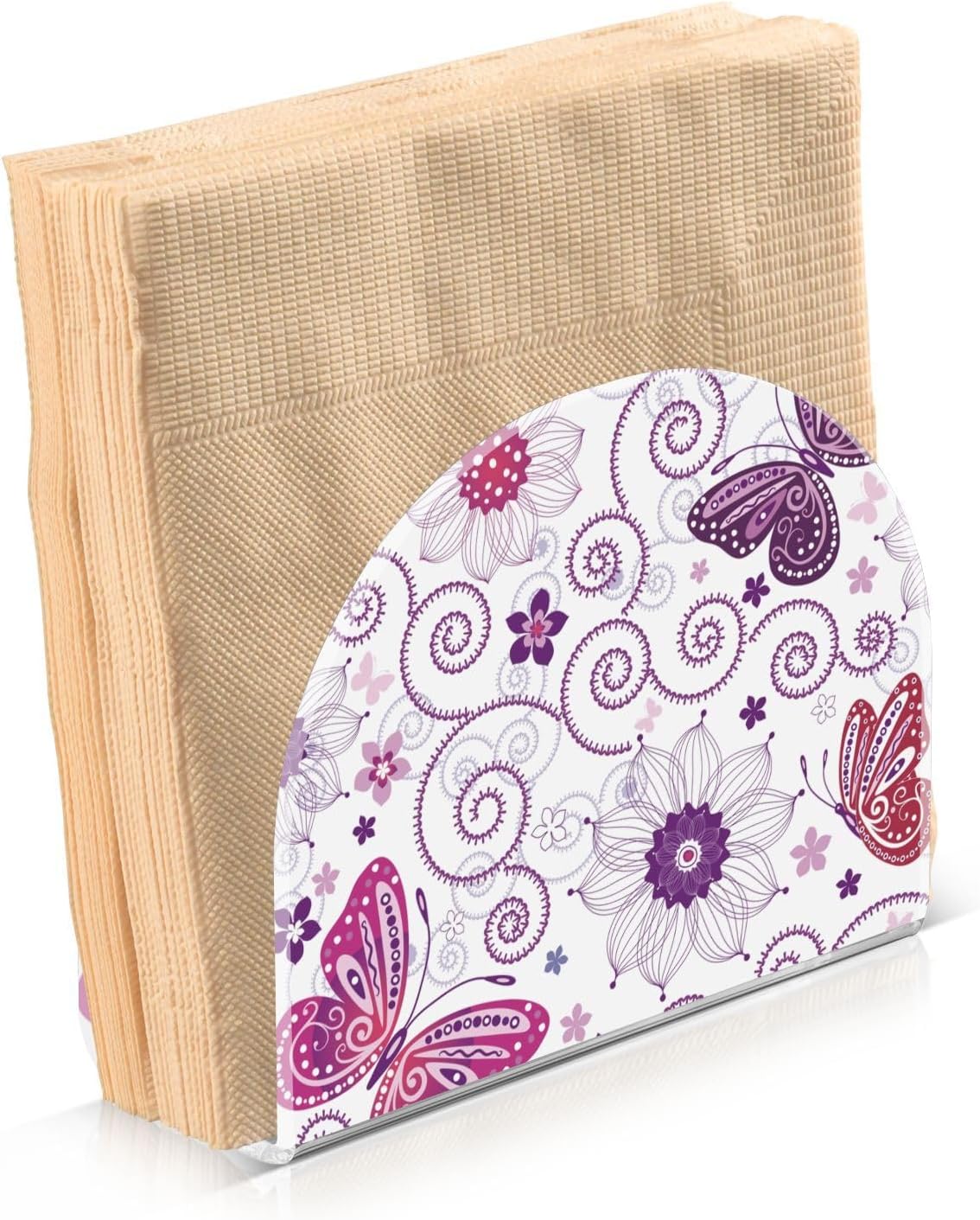 Napkin Holder Pink Butterfly Napkin Holders for Tables, Clear Acrylic Napkin Holders Cocktail Napkin Holder for Kitchen Restaurant Bar Home Decor