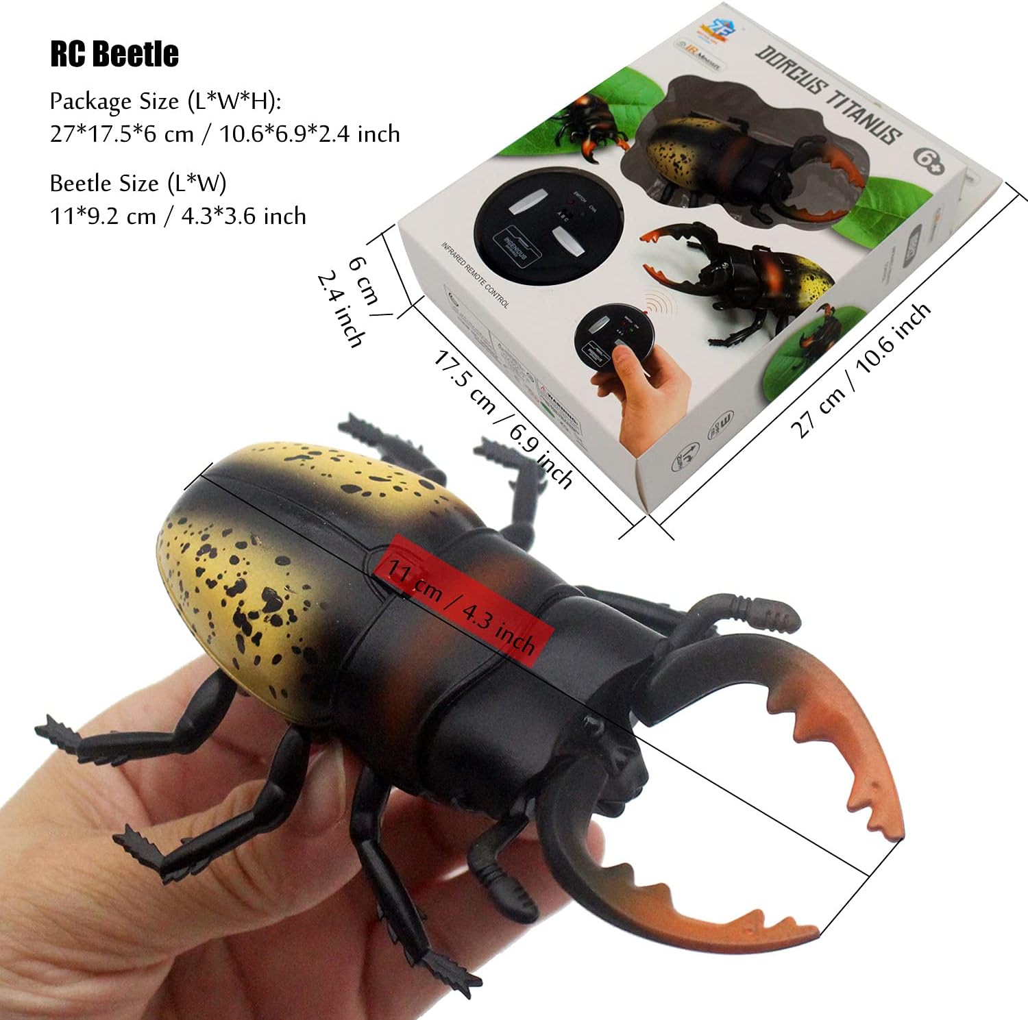 Tipmant RC Beetle Control remoto insectos realista simulación electrónica escalador animal broma vehículo de juguete regalos de cumpleaños para