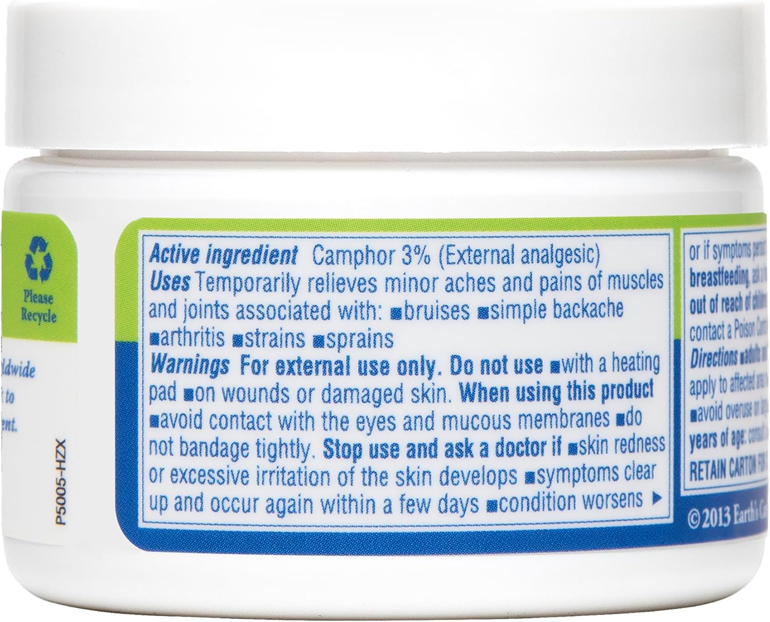 Earth’s Care Frotamiento muscular y articular – para dolores musculares, moretones, dolores y distensiones – 2.5 onzas.